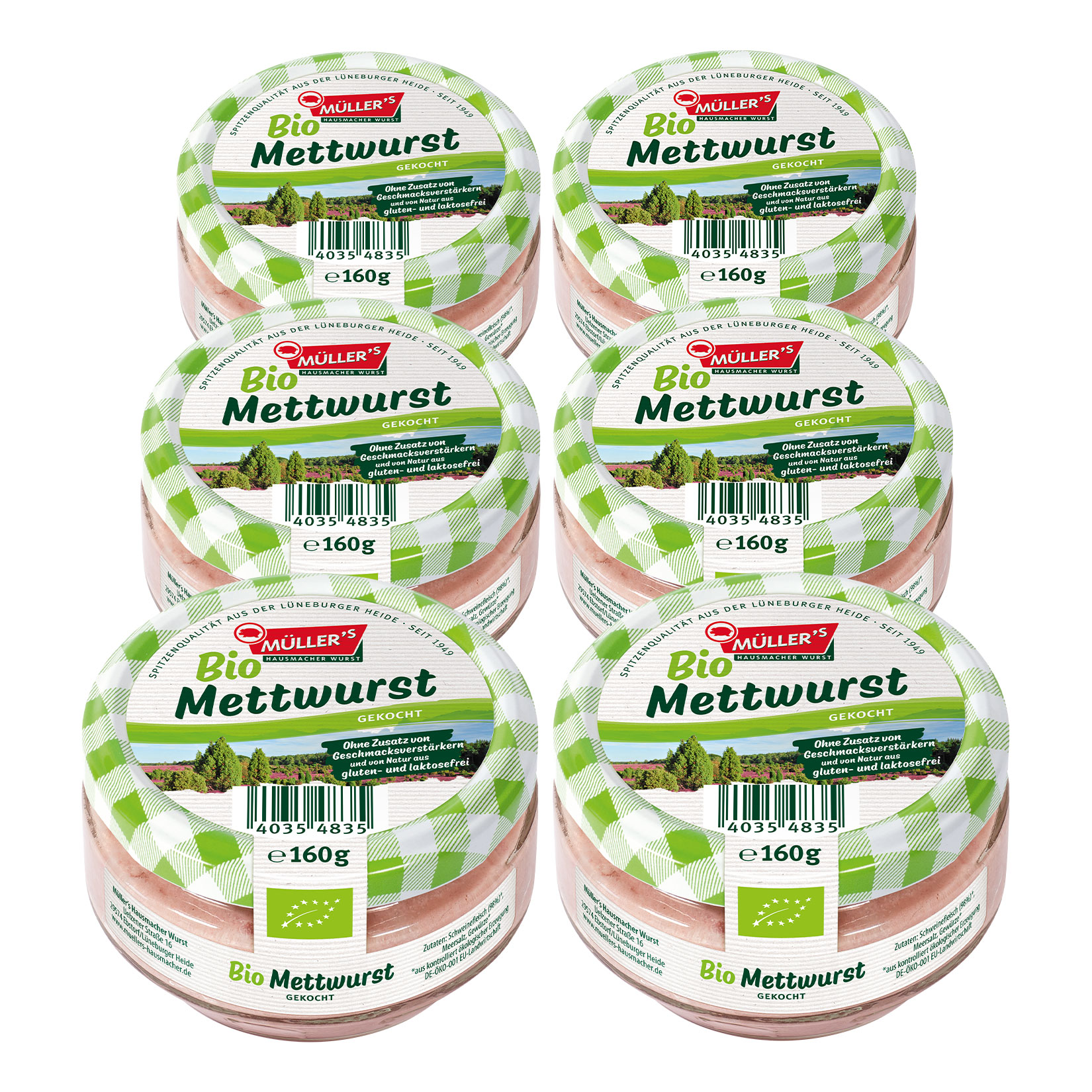 M&uuml;ller's Bio Mettwurst 160 g, 6er Pack - Bild 1