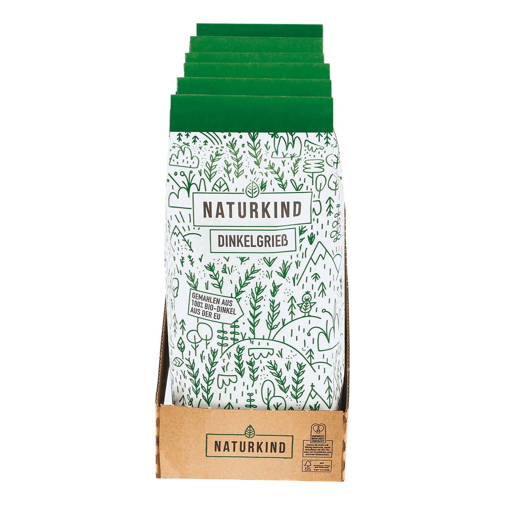 NATURKIND Bio Dinkelgrie&szlig; 500 g, 6er Pack - Bild 1