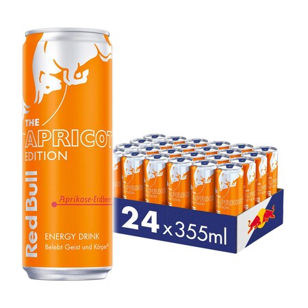 Red Bull Energy Drink Apricot Edition Aprikose-Erdbeere 0,355 Liter Dose, 24er Pack