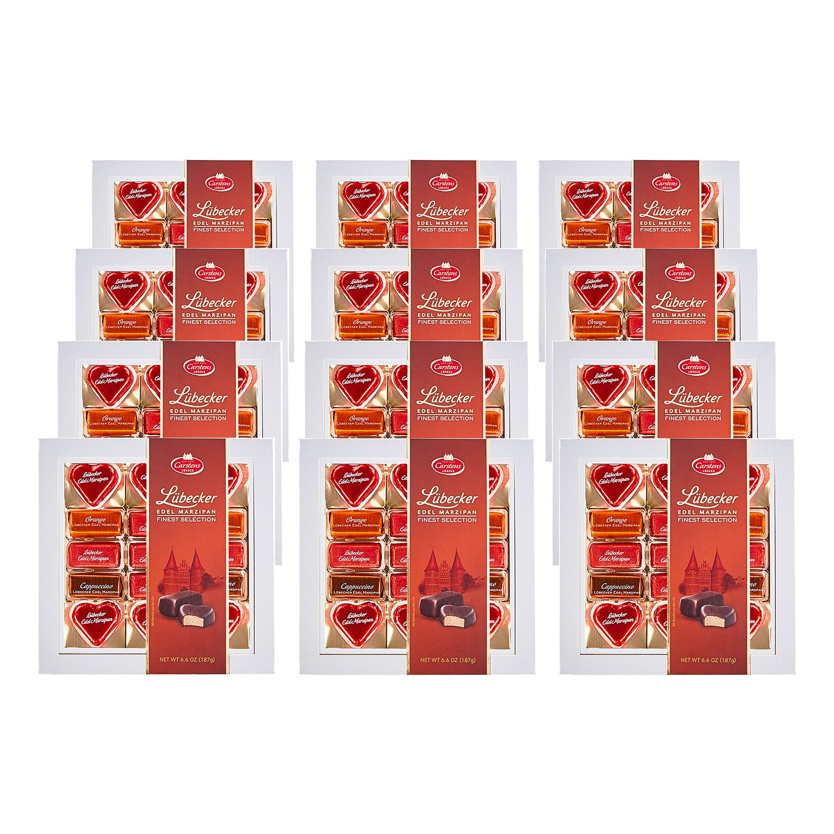 L&uuml;becker Selection Edel Marzipan Pralinen 187g, 12er Pack - Bild 1