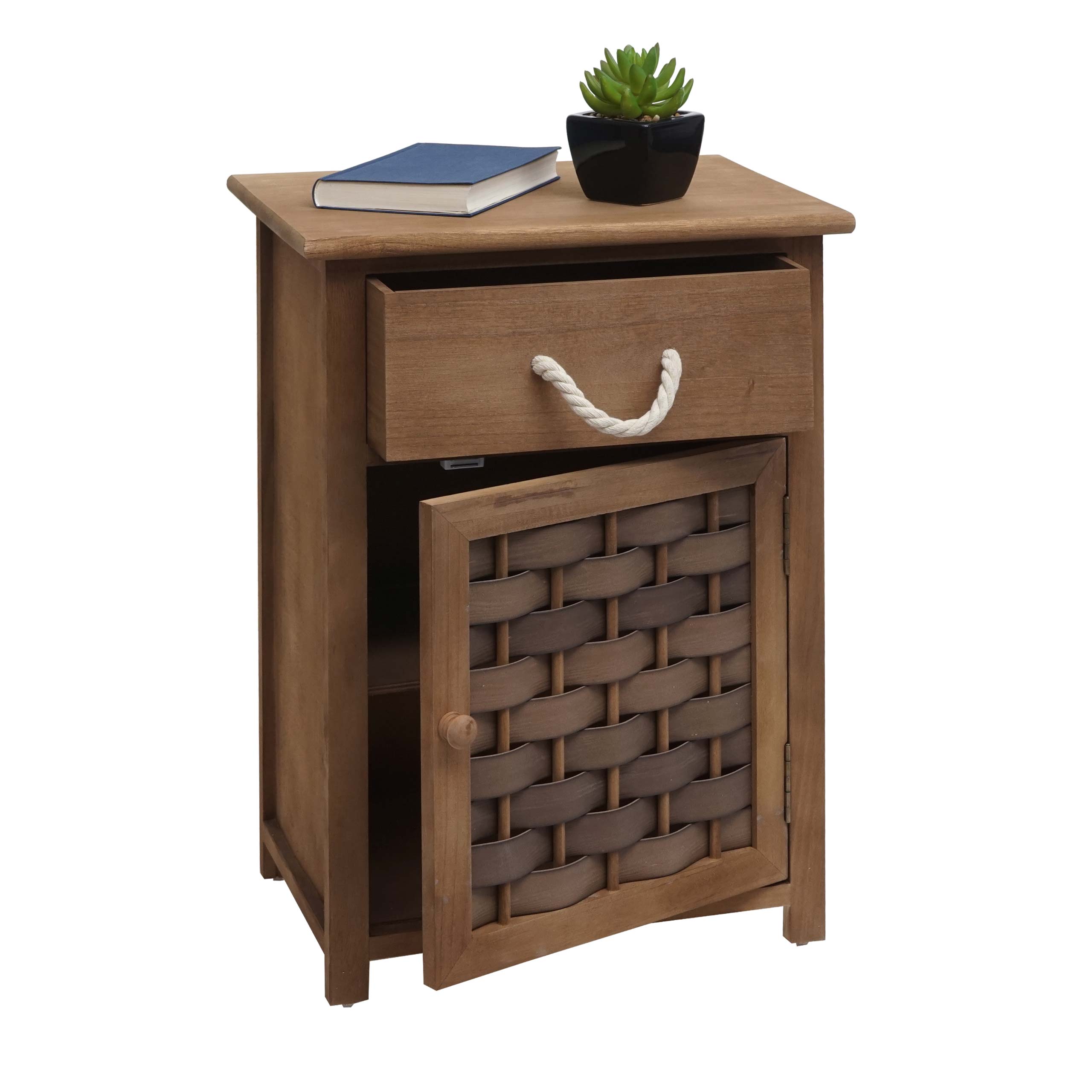 Kommode MCW-K83, Schrank Schubladenschrank, Holz 55x39,5x28,5cm ~ dunkelbraun, Polyrattan dunkelbraun - Bild 1