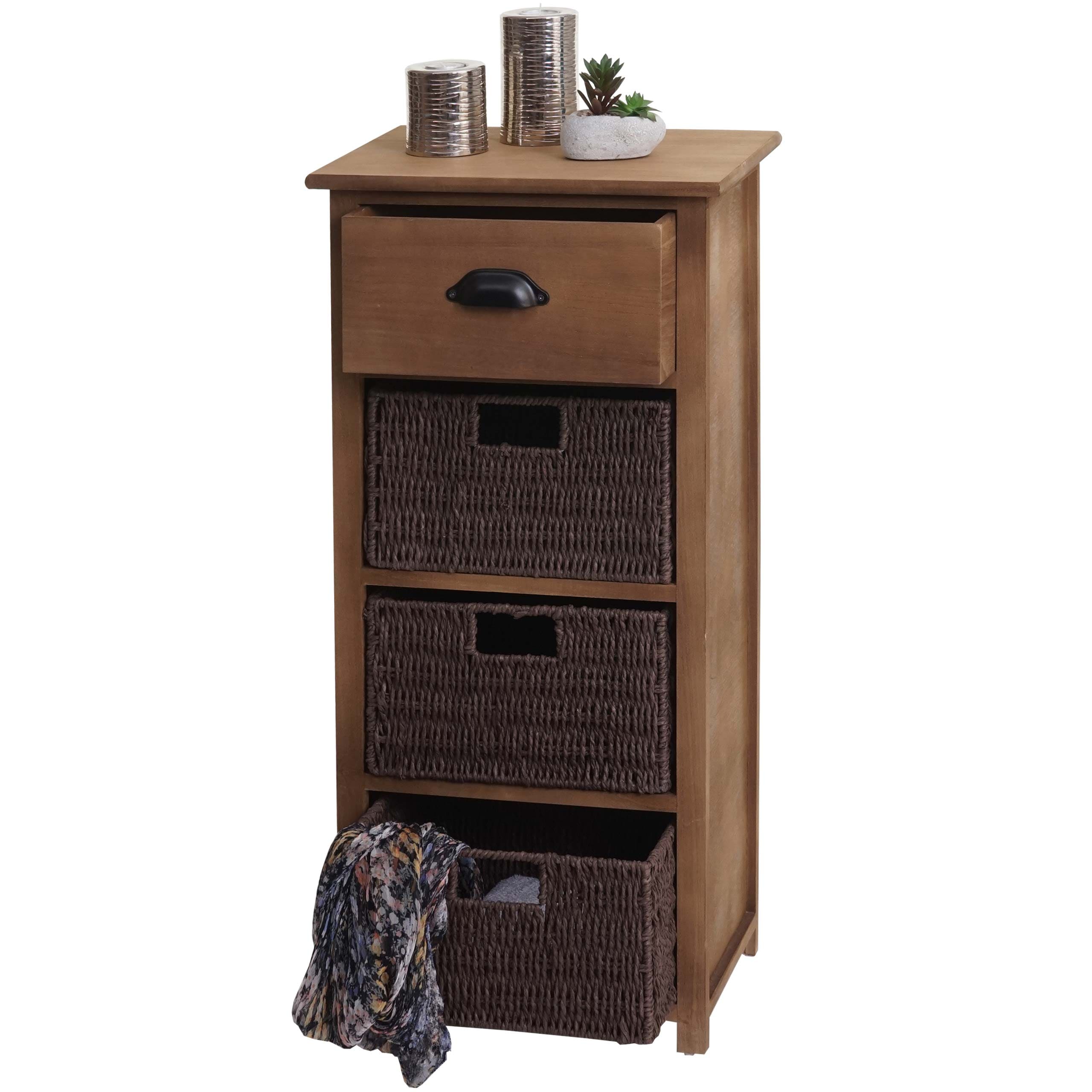 Kommode MCW-K84 mit K&ouml;rben, Schrank Schubladenschrank, Holz 83x40x29cm ~ dunkelbraun, K&ouml;rbe dunkelbraun - Bild 1