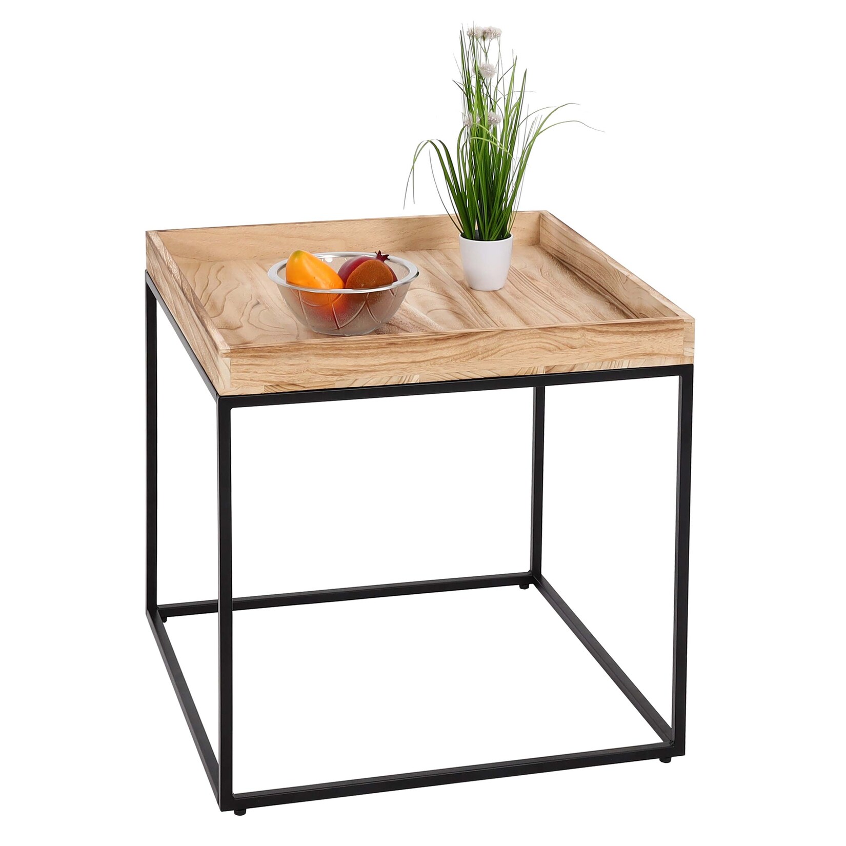 Beistelltisch MCW-K71, Kaffeetisch Couchtisch Tisch, Paulownia-Holz Metall 60x60x60cm ~ naturfarben | 04057651921624