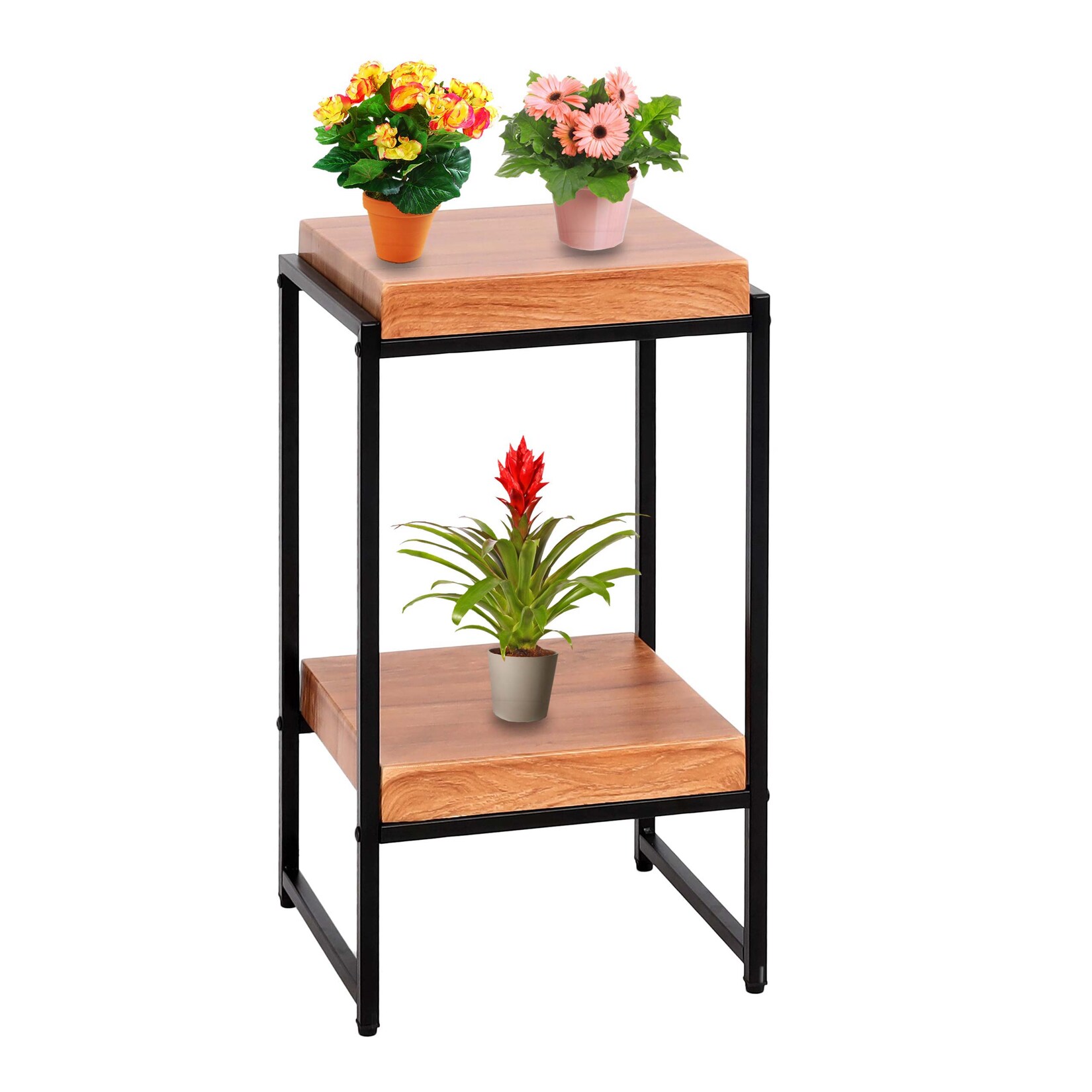 Blumentisch MCW-K71, Blumenregal Beistelltisch Pflanzregal, MVG-zertifiziert MDF Metall ~ naturfarben, 61cm | 04057651830049