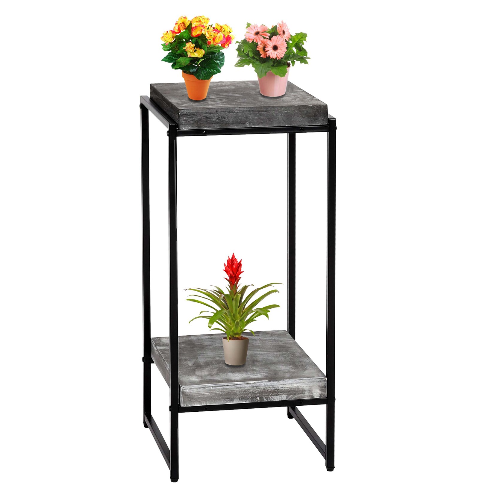 Blumentisch MCW-K71, Blumenregal Beistelltisch Pflanzregal, MVG-zertifiziert MDF Metall ~ dunkelgrau, 82cm