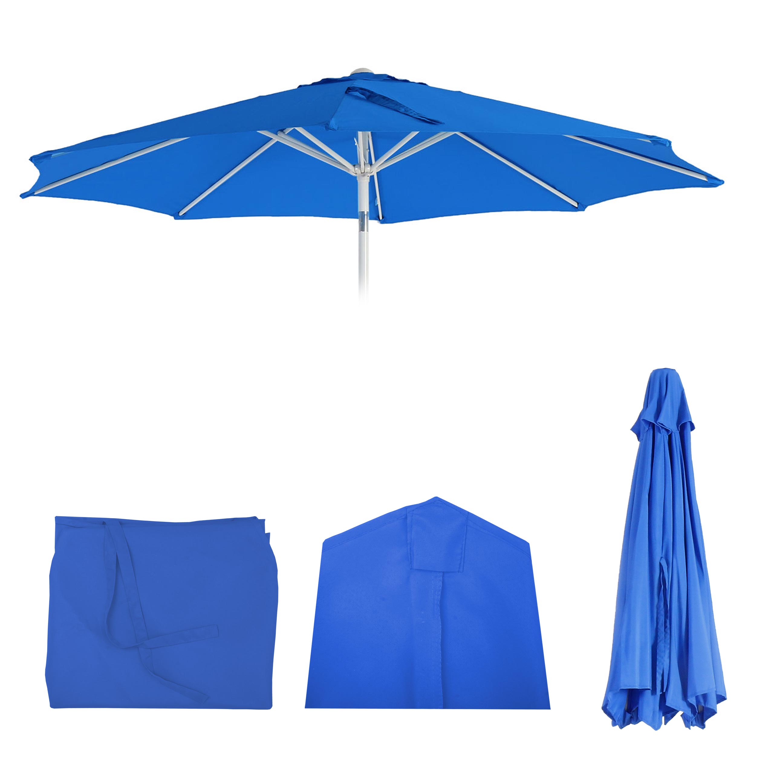 Ersatz-Bezug f&uuml;r Sonnenschirm Asti, Sonnenschirmbezug Ersatzbezug, &Oslash; 2,7m Stoff/Textil 5kg ~ blau - Bild 1