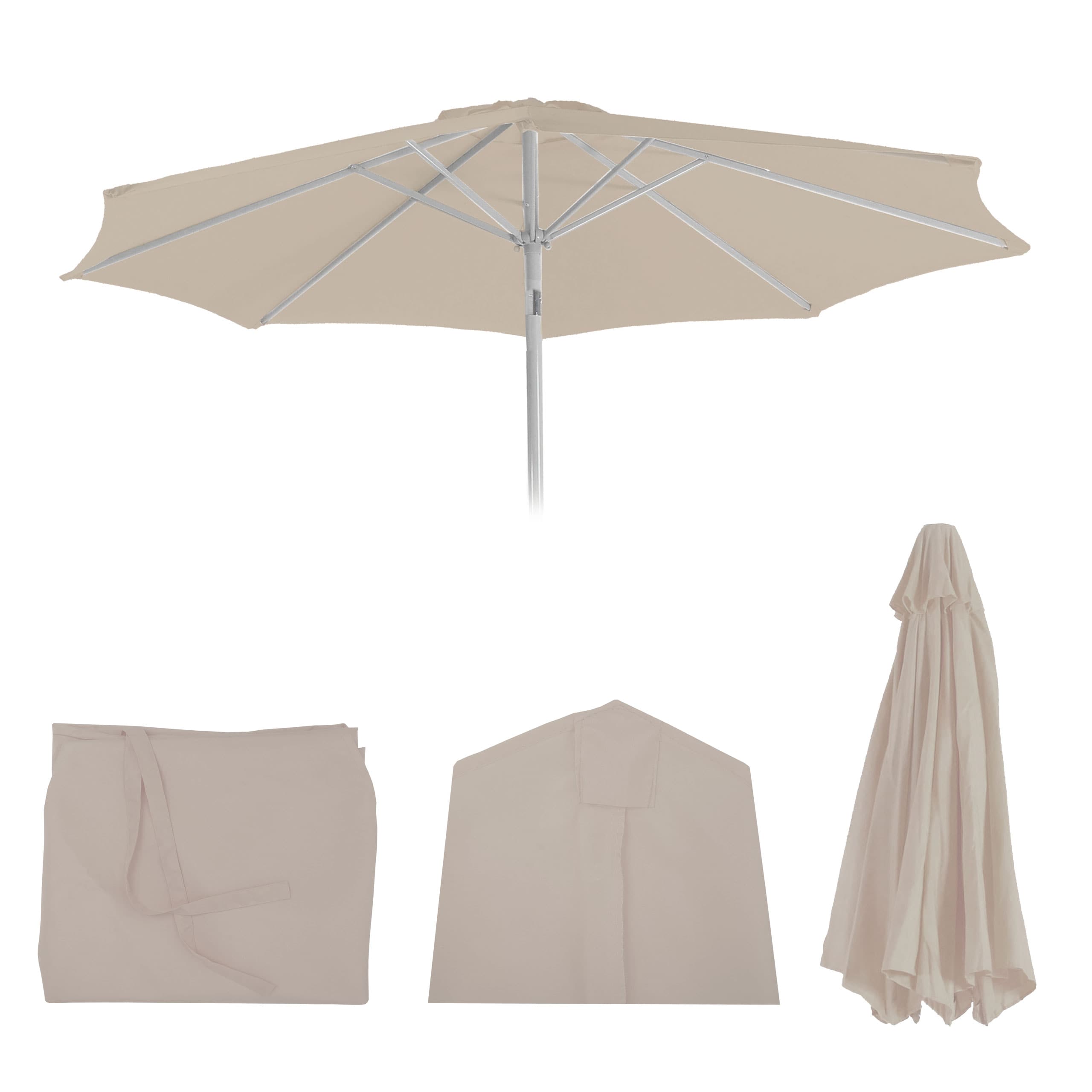 Ersatz-Bezug f&uuml;r Sonnenschirm Asti, Sonnenschirmbezug Ersatzbezug, &Oslash; 2,7m Stoff/Textil 5kg ~ creme - Bild 1