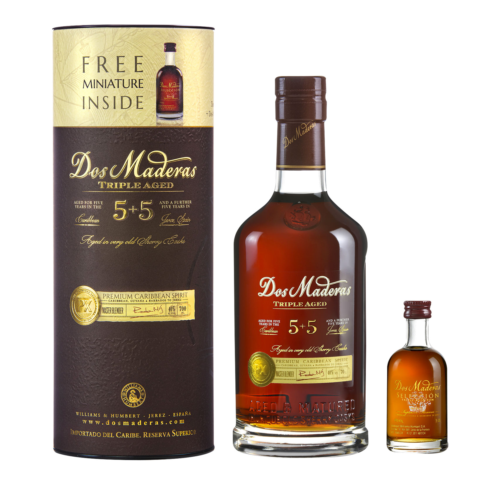 Dos Maderas 5+5 40,0 % vol 0,7 Liter + DM Seleccion Mini 42,0 % vol 50 ml - Bild 1