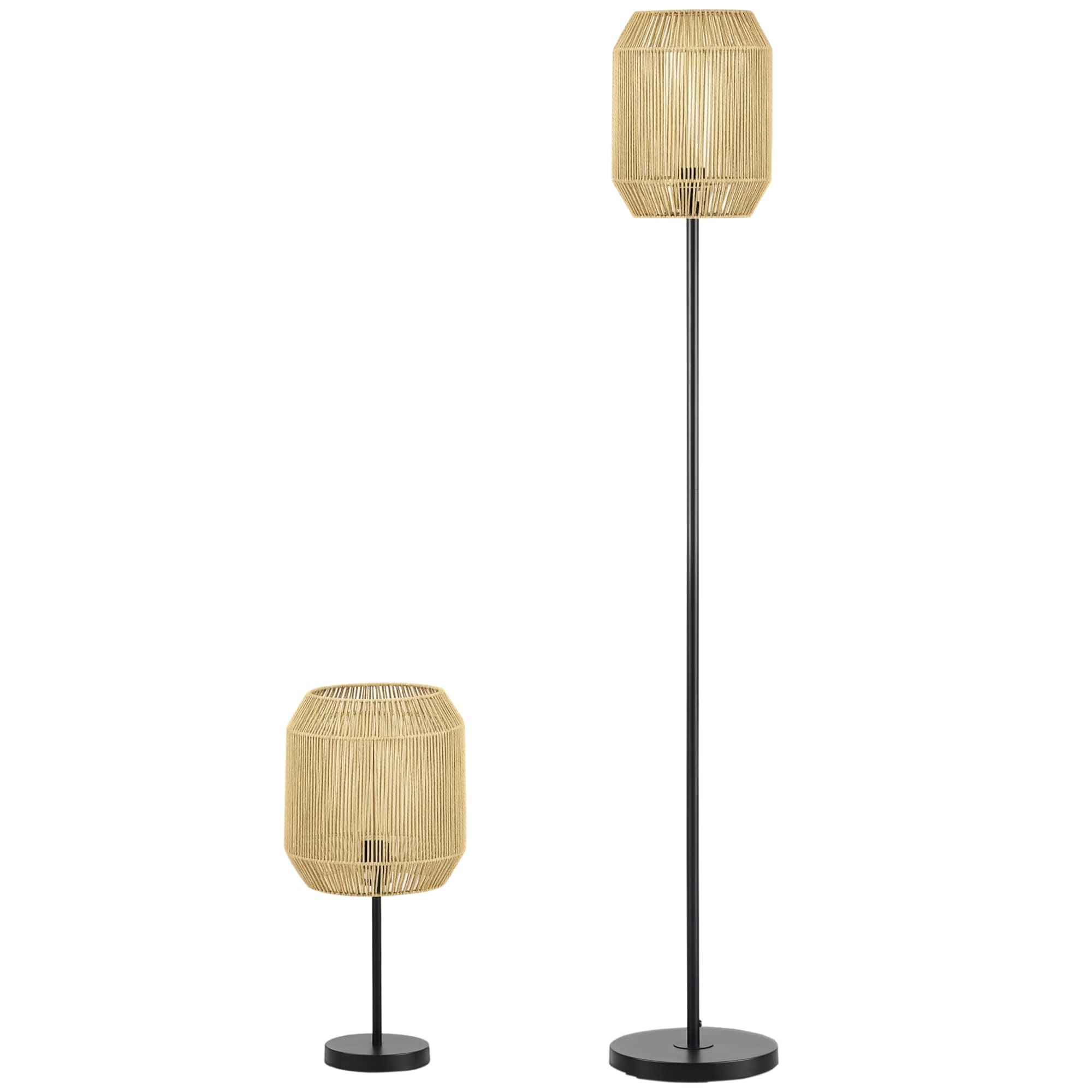 HOMCOM Stehlampen-Set Rattan, Papier Schnur - Bild 1