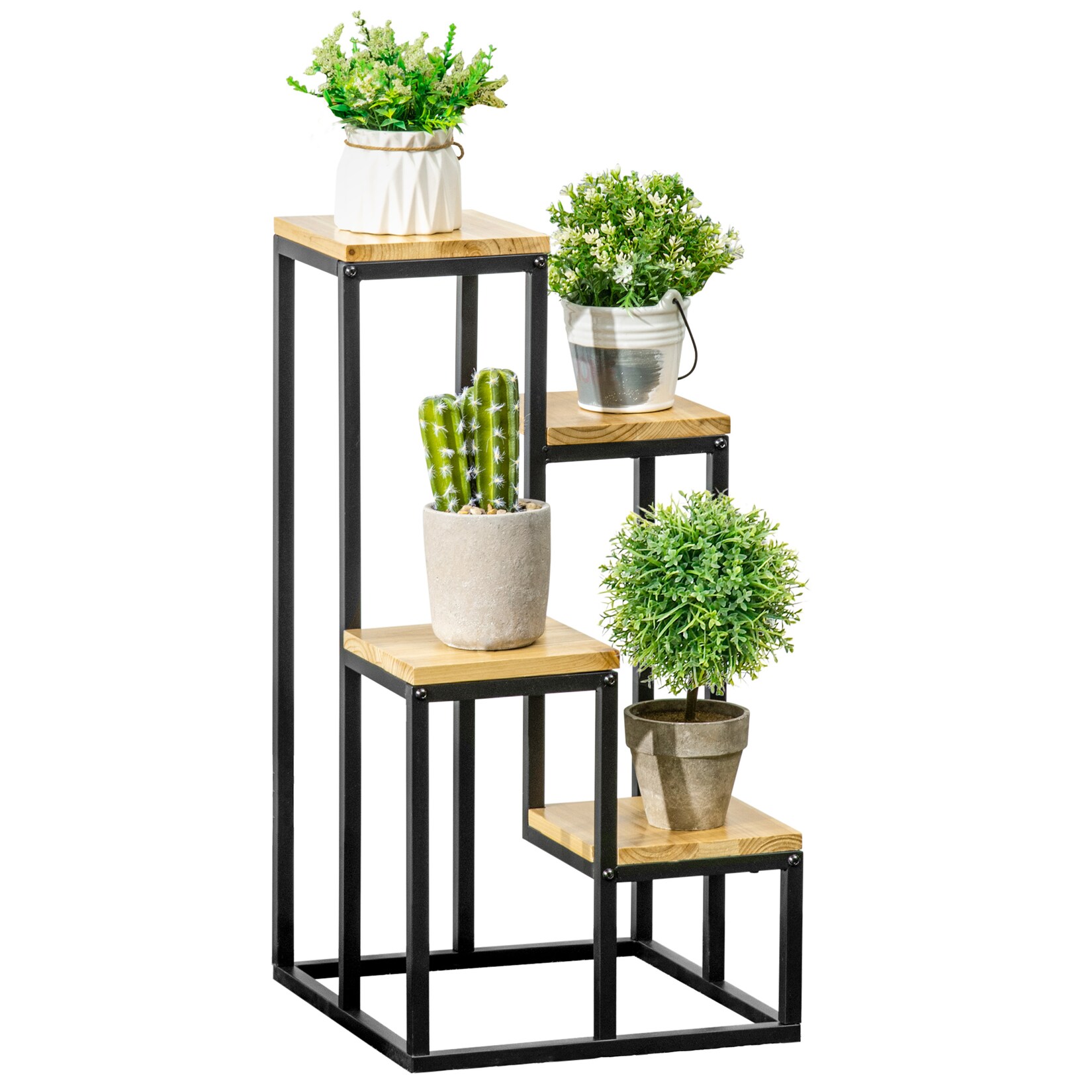 Outsunny Blumenständer Tannenholz, Stahl | 04255633514110