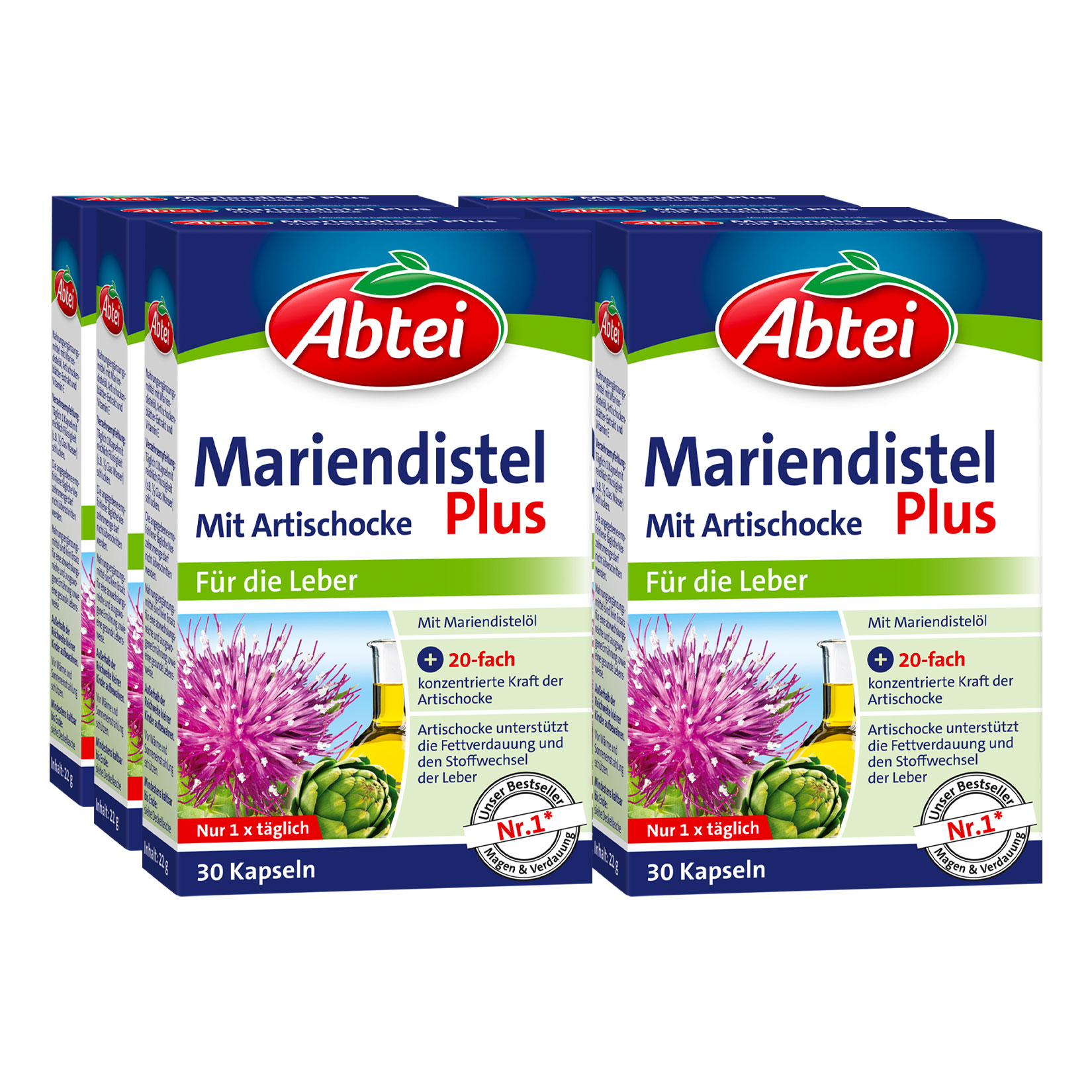 Abtei Mariendistel Plus mit Artischocke Tabletten 30 St&uuml;ck 22 g, 6er Pack - Bild 1