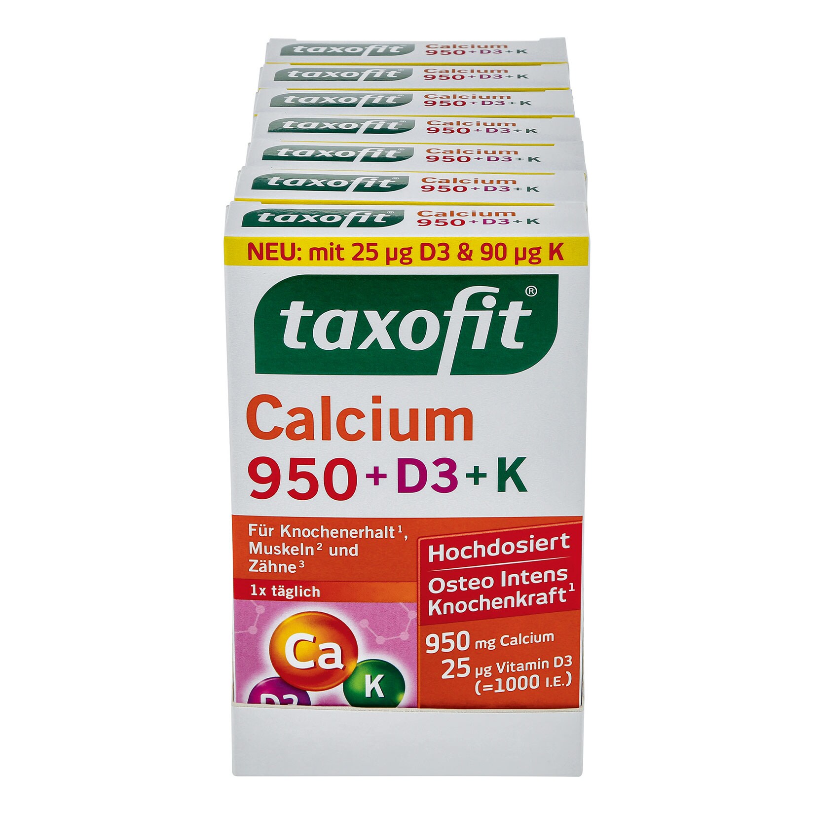 taxofit Calcium 950+D3+K Tabletten 30 St&uuml;ck 79,1 g, 7er Pack - Bild 1