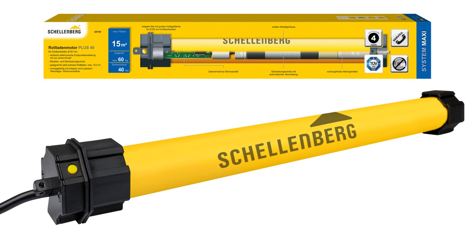 Schellenberg Rohrmotor PLUS Maxi 40 Nm | 04003971207405