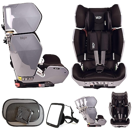 Blijr Uniek Grau Kindersitz mit Wumbi Rücksitzspiegel und Sonnenschutz - Bild 1