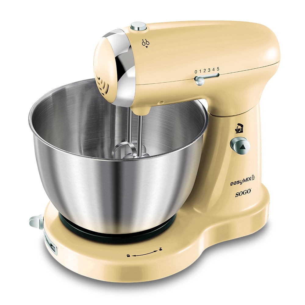 SOGO RETRO Reihe K&uuml;chenmaschine beige 3-IN-1 Mixer, R&uuml;hrger&auml;t & Teigmaschine - Bild 1