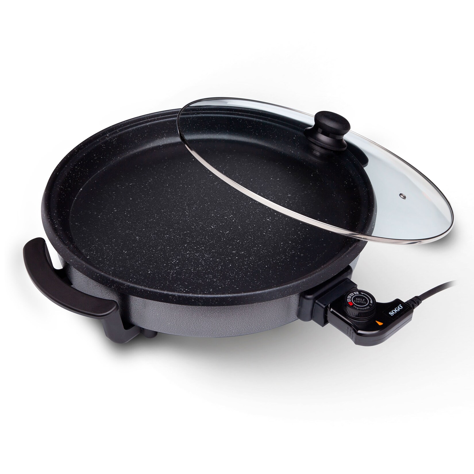 SOGO Elektrischer Multitopf mit Glasdeckel, 42cm, 1500W | 08425490138149