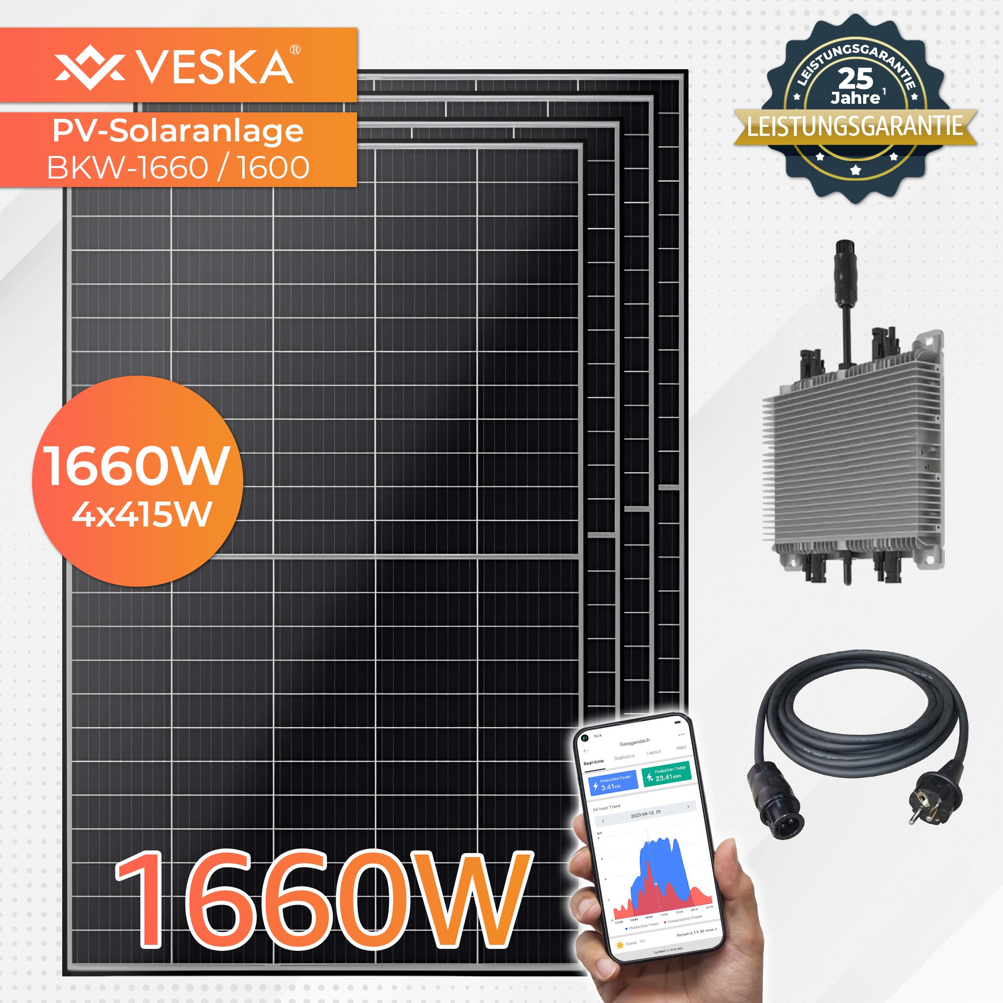 1660W / 1600 W Balkonkraftwerk Photovoltaik Solaranlage WIFI Smart - Bild 1