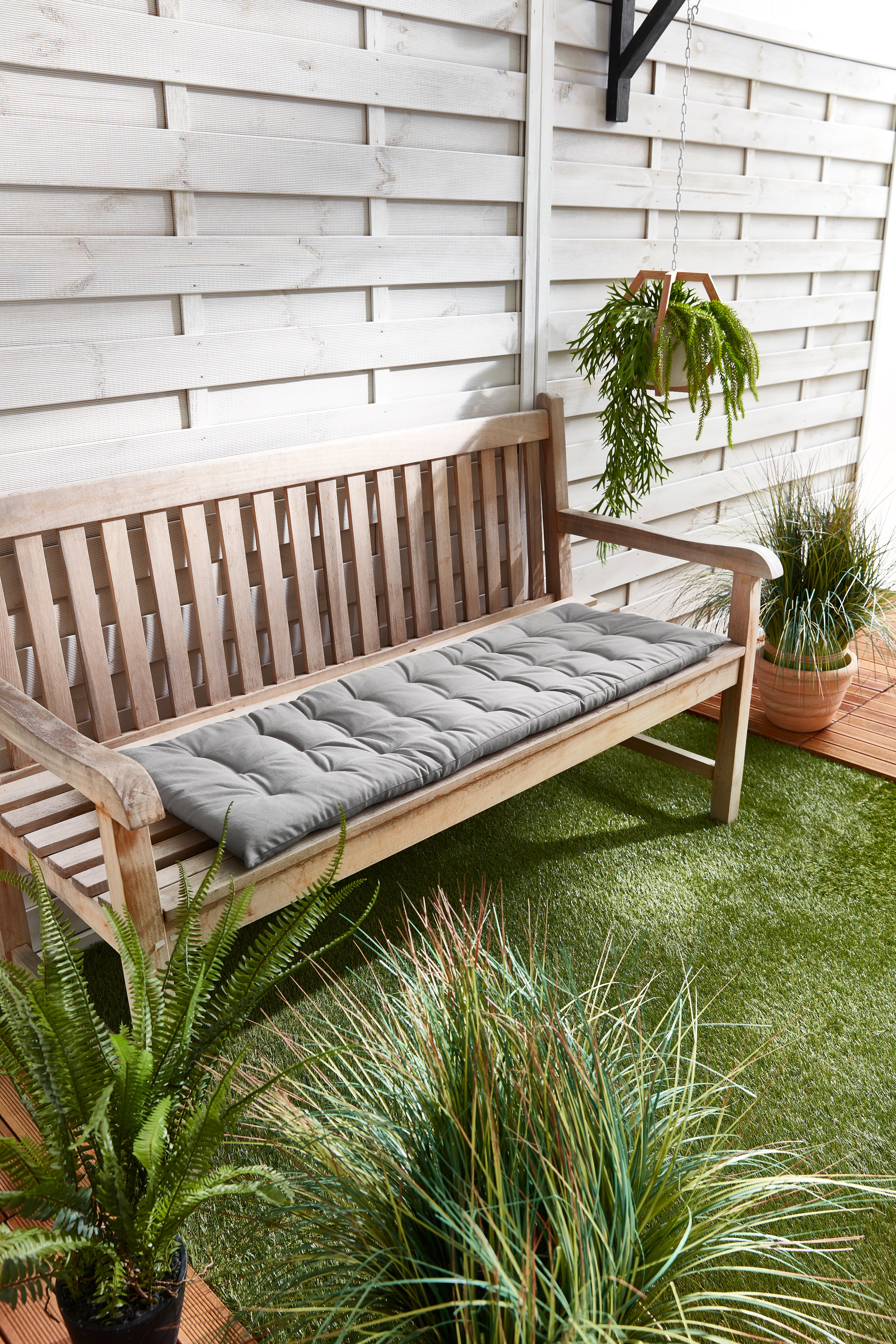 Dekor Sitzbankauflage 120 x 40 x 4 cm hellgrau - Bild 1