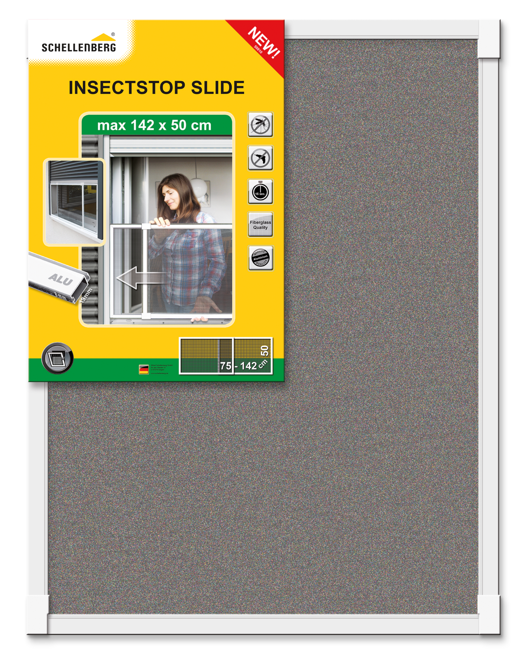 Schellenberg Insektenschutz-Schiebefenster 50 x 75-142 cm, wei&szlig; - Bild 1