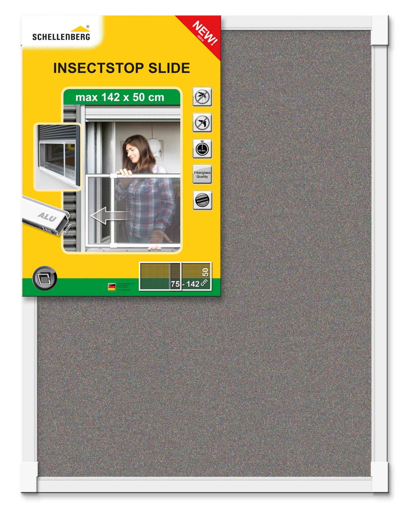 Schellenberg Insektenschutz-Schiebefenster 50 x 75-142 cm, weiß | 04003971508106