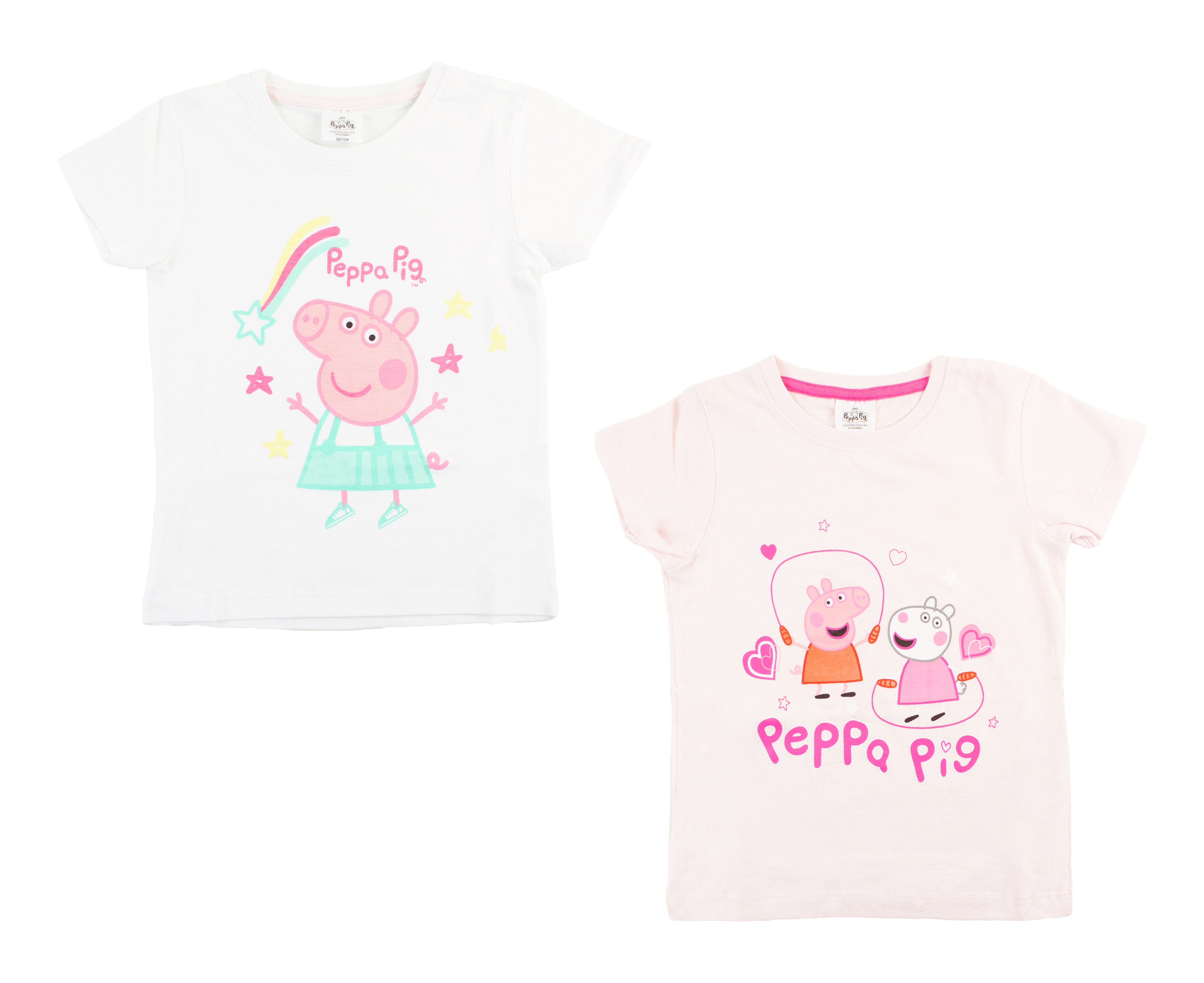 Kinder Lizenz T-Shirt 2er Pack Peppa Wutz Gr. 98/104 - Bild 1