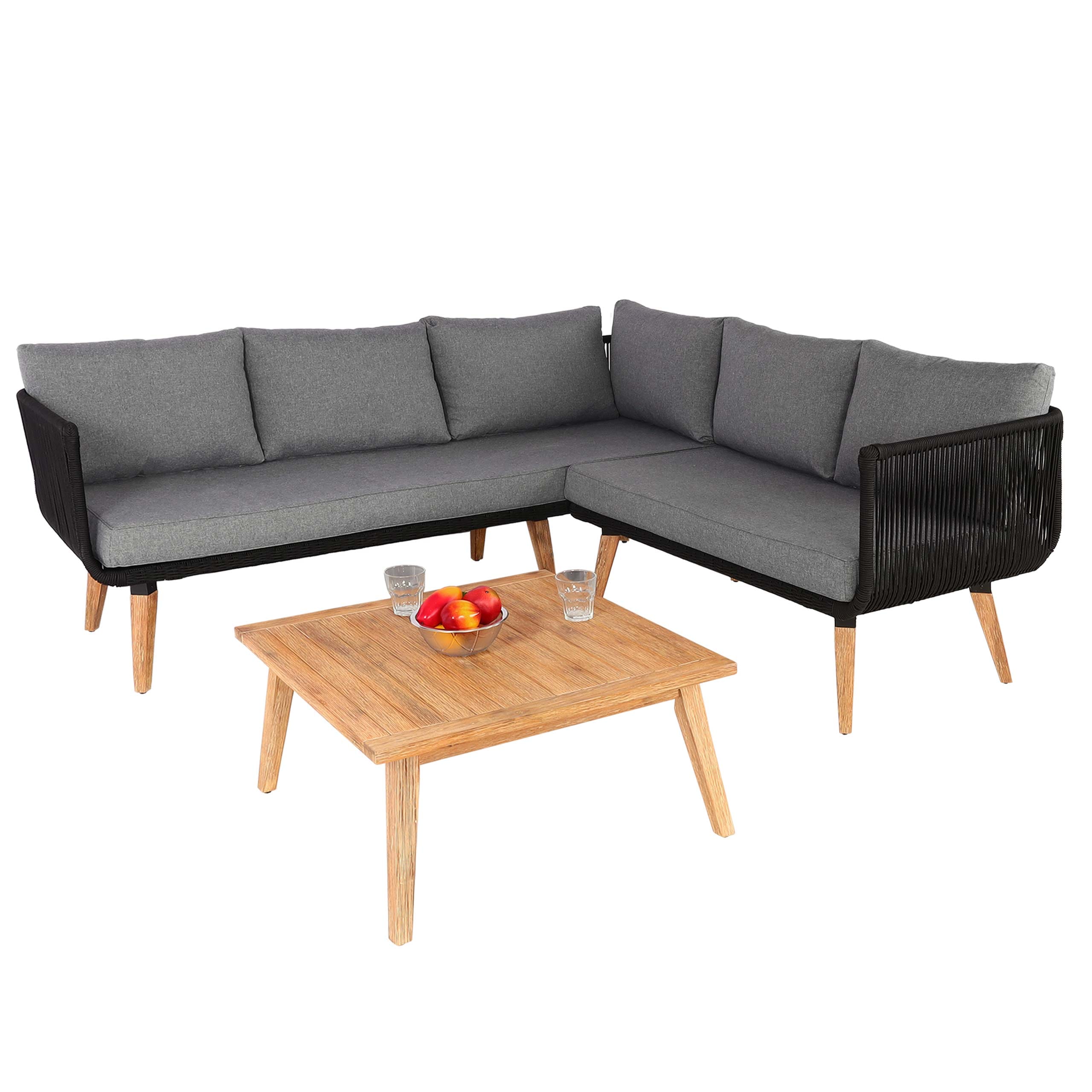 Garten-Garnitur MCW-L30, Garnitur Sitzgruppe Lounge-Set Sofa, Akazie Holz MVG-zertifiziert ~ Polster dunkelgrau - Bild 1