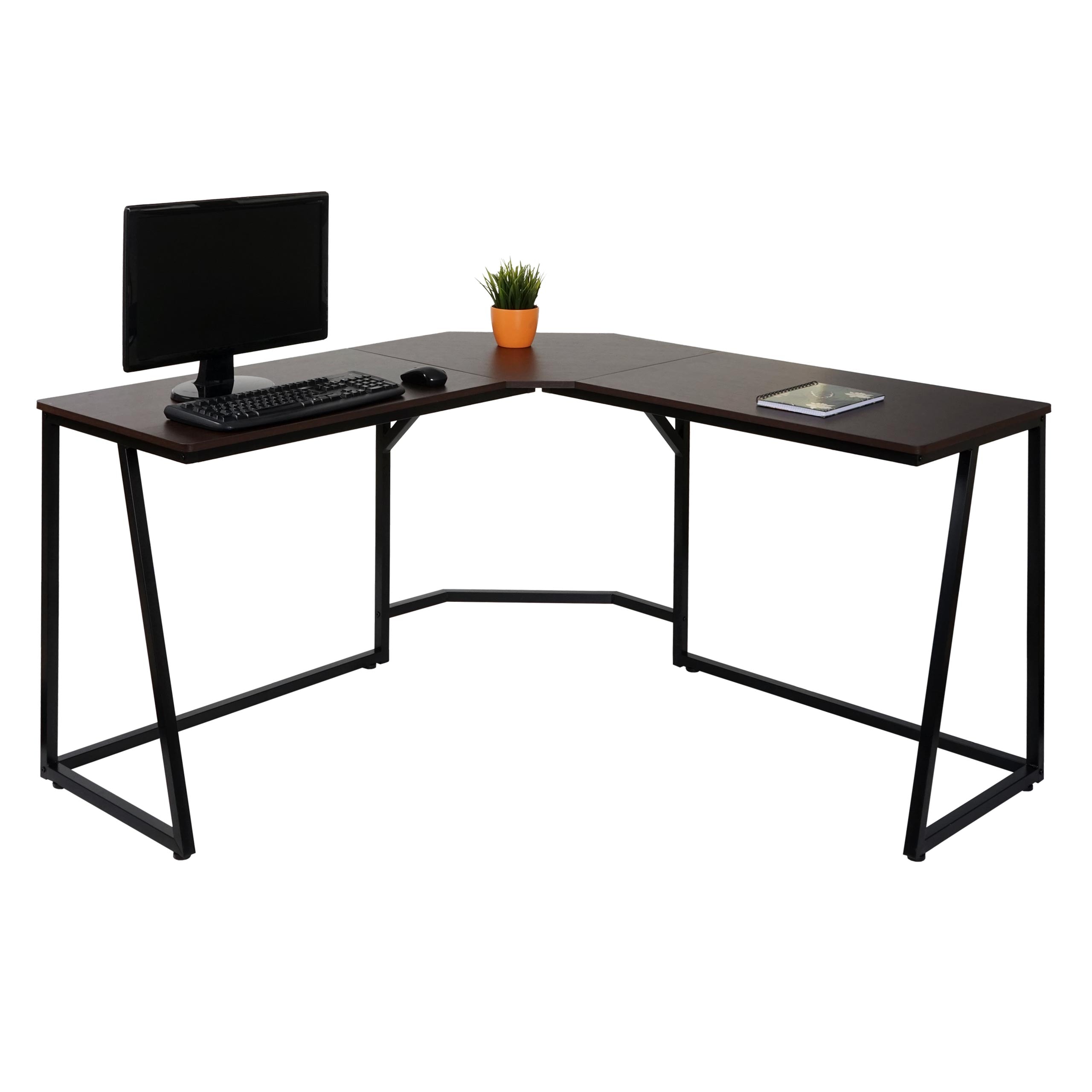 Eck-Schreibtisch MCW-K66, Computertisch Arbeitstisch, MVG-zertifiziert 76x140x140cm, MDF Metall ~ dunkelbraun - Bild 1