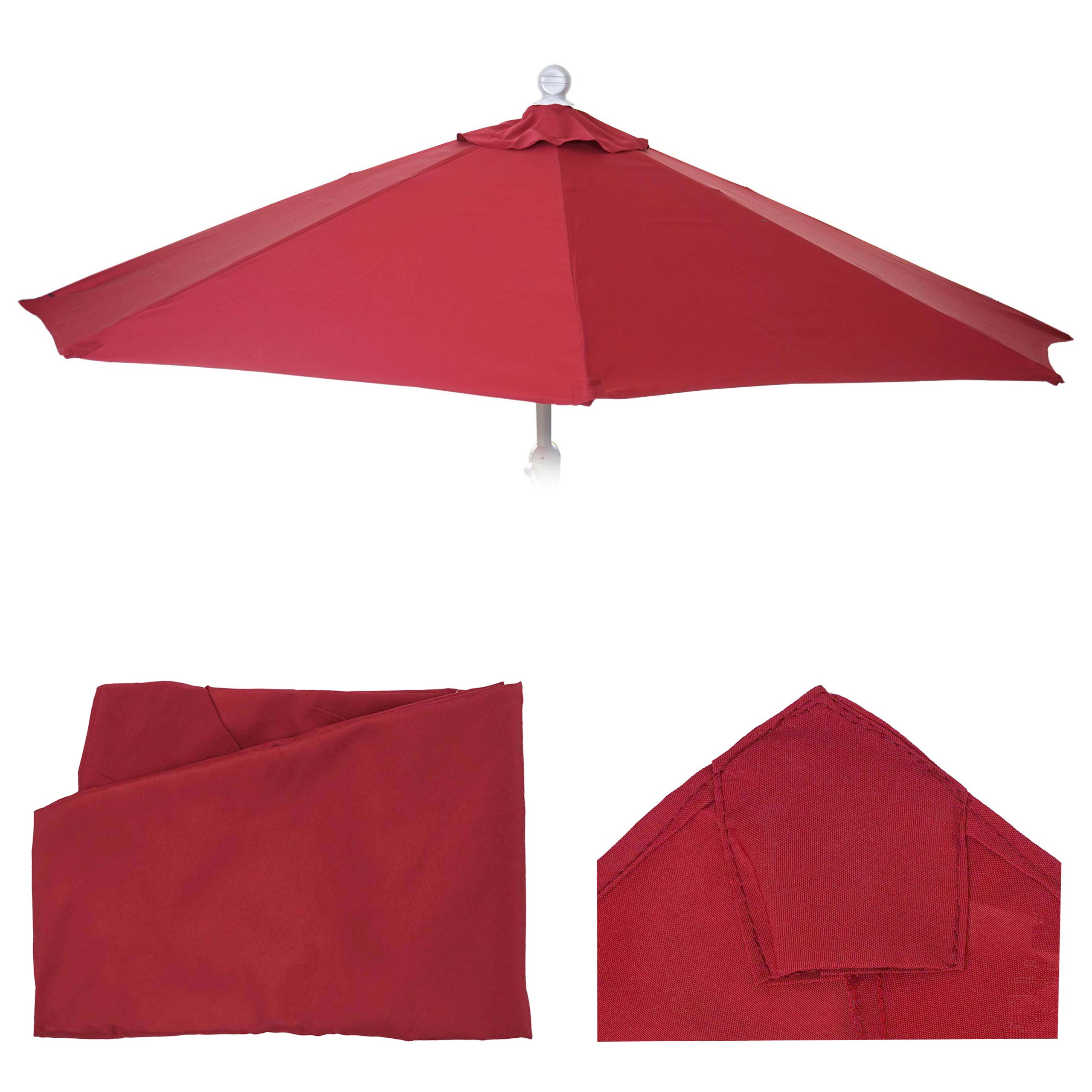 Ersatz-Bezug f&uuml;r Sonnenschirm halbrund Lorca, Sonnenschirmbezug Ersatzbezug, 270cm Stoff/Textil UV 50+ 3kg ~ bordeaux - Bild 1