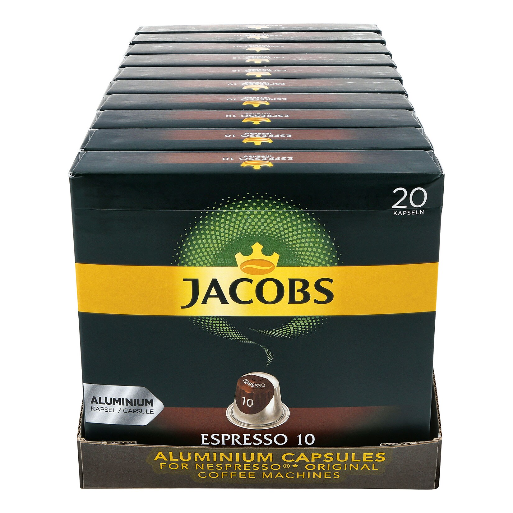Jacobs Kaffee Espresso Intenso 20 Kapseln 104 g, 10er Pack - Bild 1