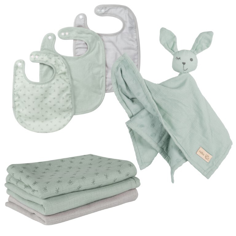 roba Organic Geschenkset Baby Essentials 'Lil Planet' frosty green aus Bio-Baumwolle, GOTS zertifiziert