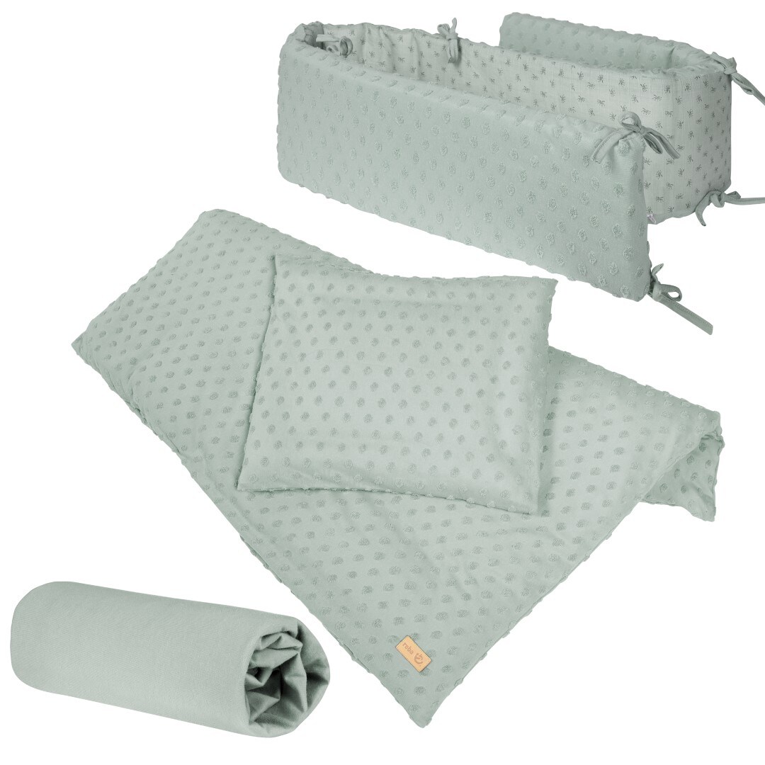 Organic Geschenkset ‚Lil Planet‘ frosty green, Bio-Bettwäsche, Bettlaken & Nestchen | 04005317328348