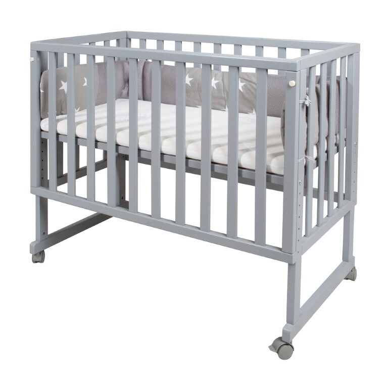 Stubenbett 'safe asleep&reg;' 3 in 1,  'Little Stars', Beistellbett grau, Babybett & Bank, mit Zubeh&ouml;r - Bild 1