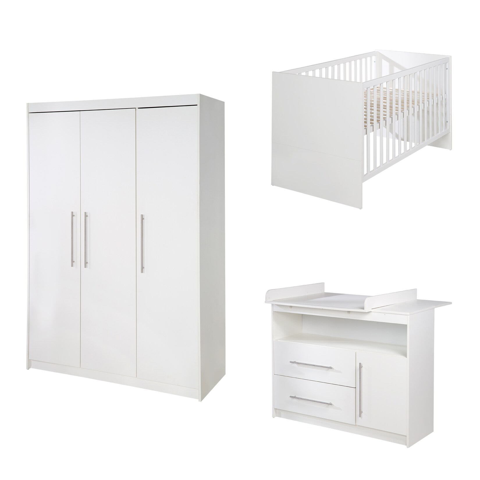 roba Kinderzimmerset ‚Maren‘, inkl. Kombi-Bett ca. 70 x 140 cm, Wickelkommode breit & Schrank 3-türig, weiß | 04005317285191