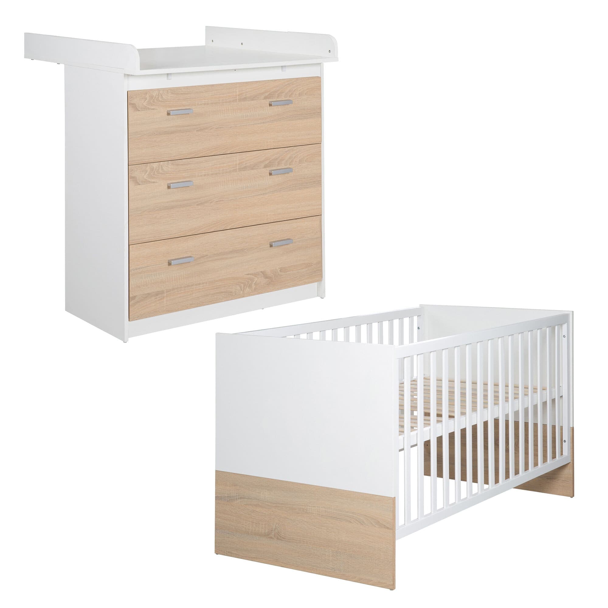 roba Kinderzimmerset 'Gabriella', 2-teiliges Babym&ouml;bel-Set bicolor aus Babybett ca. 70x140cm & Wickelkommode - Bild 1
