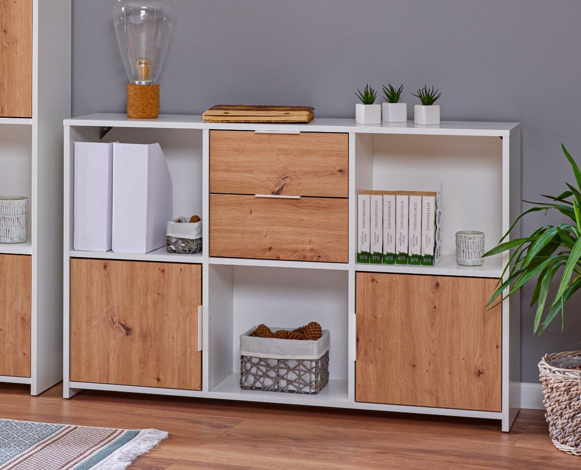 Inter Link Sideboard Pepeto – Weiss und Eiche Artisan Nachbildung – versch. Farben | 04010340406000