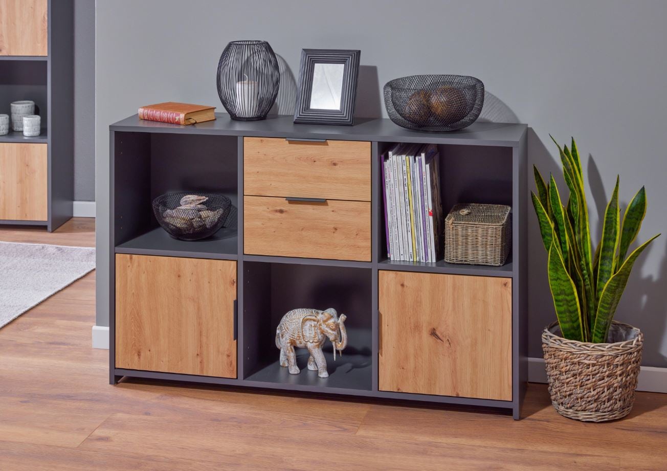 Inter Link Sideboard Pepeto - Anthrazit und Eiche Artisan Nachbildung - versch. Farben - Bild 1