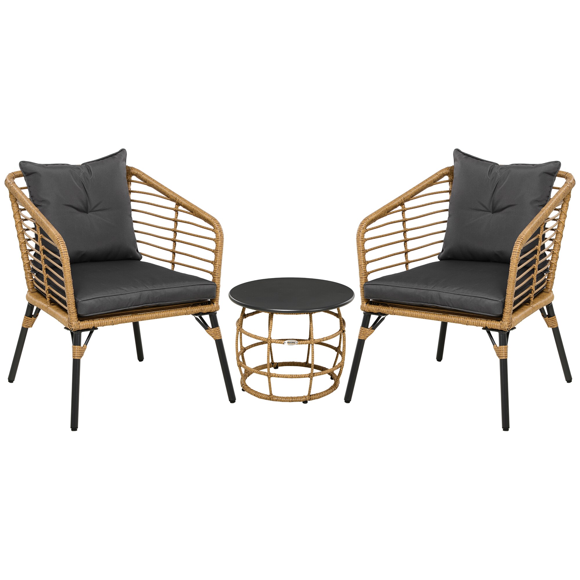 Outsunny Rattan Gartenm&ouml;bel-Set Stahl, Polyester, PE Rattan - Bild 1