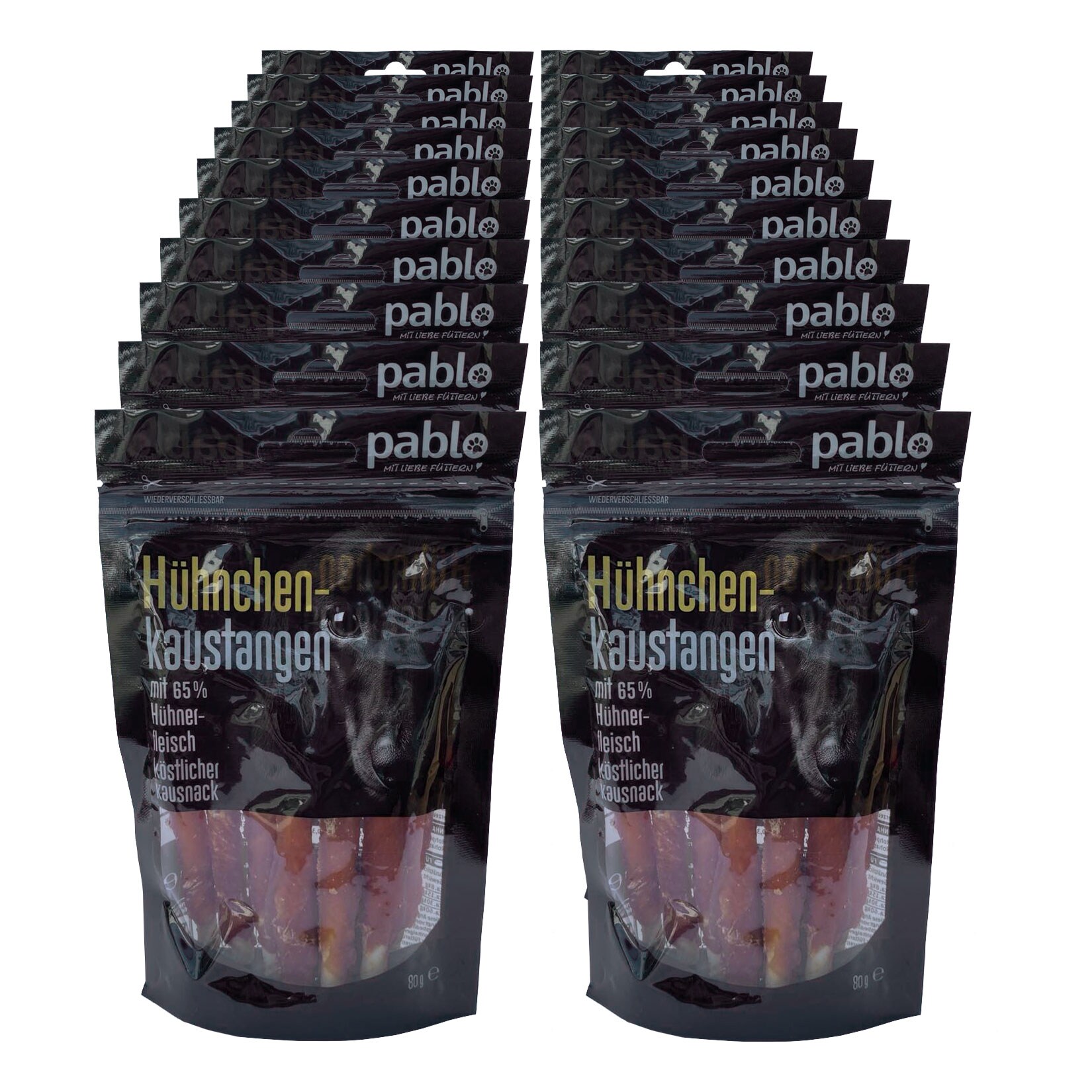 Pablo Hundesnack Kaustangen Huhn 80 g, 12er Pack - Bild 1