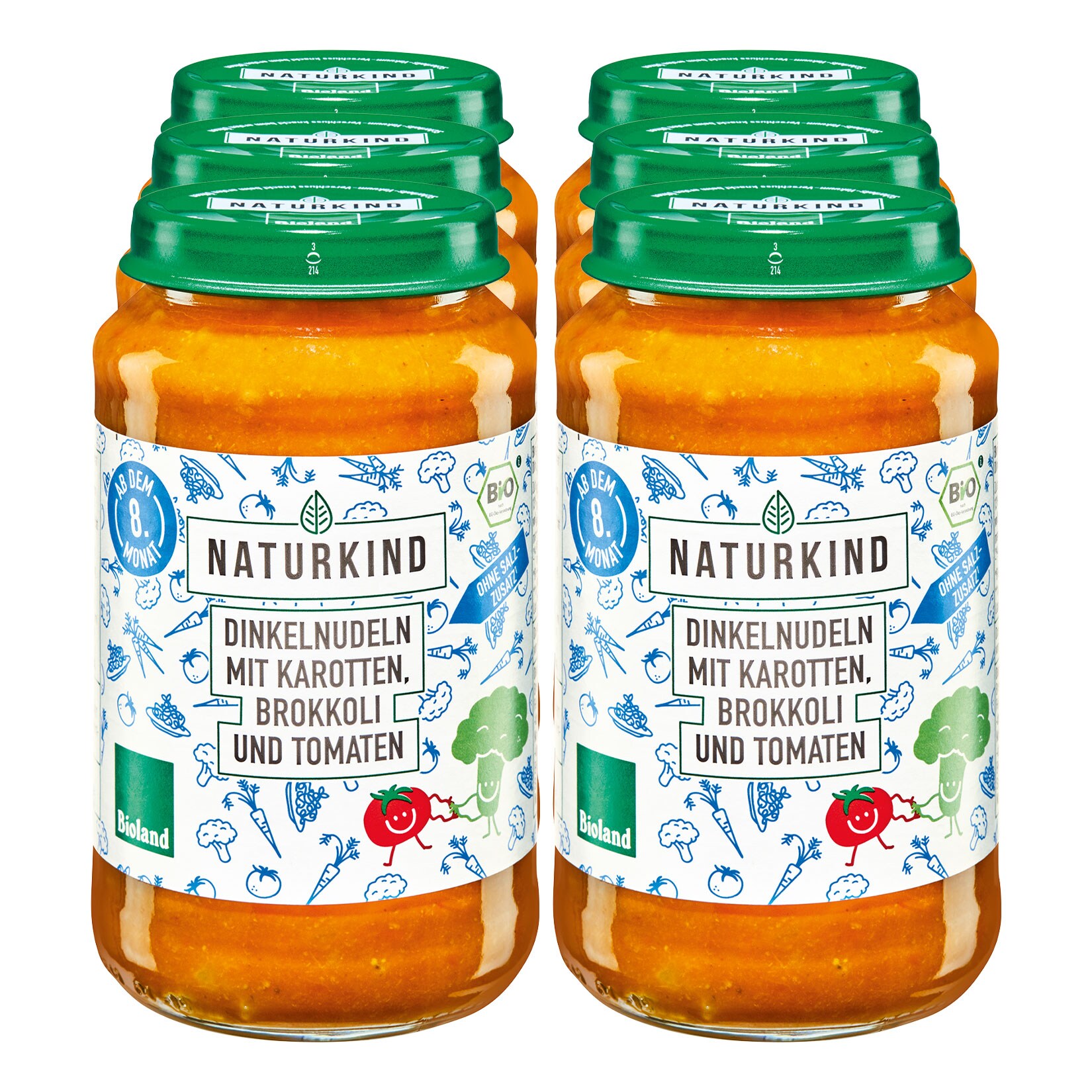 Naturkind Bio Dinkelnudeln mit Brokkoli 220 g, 6er Pack