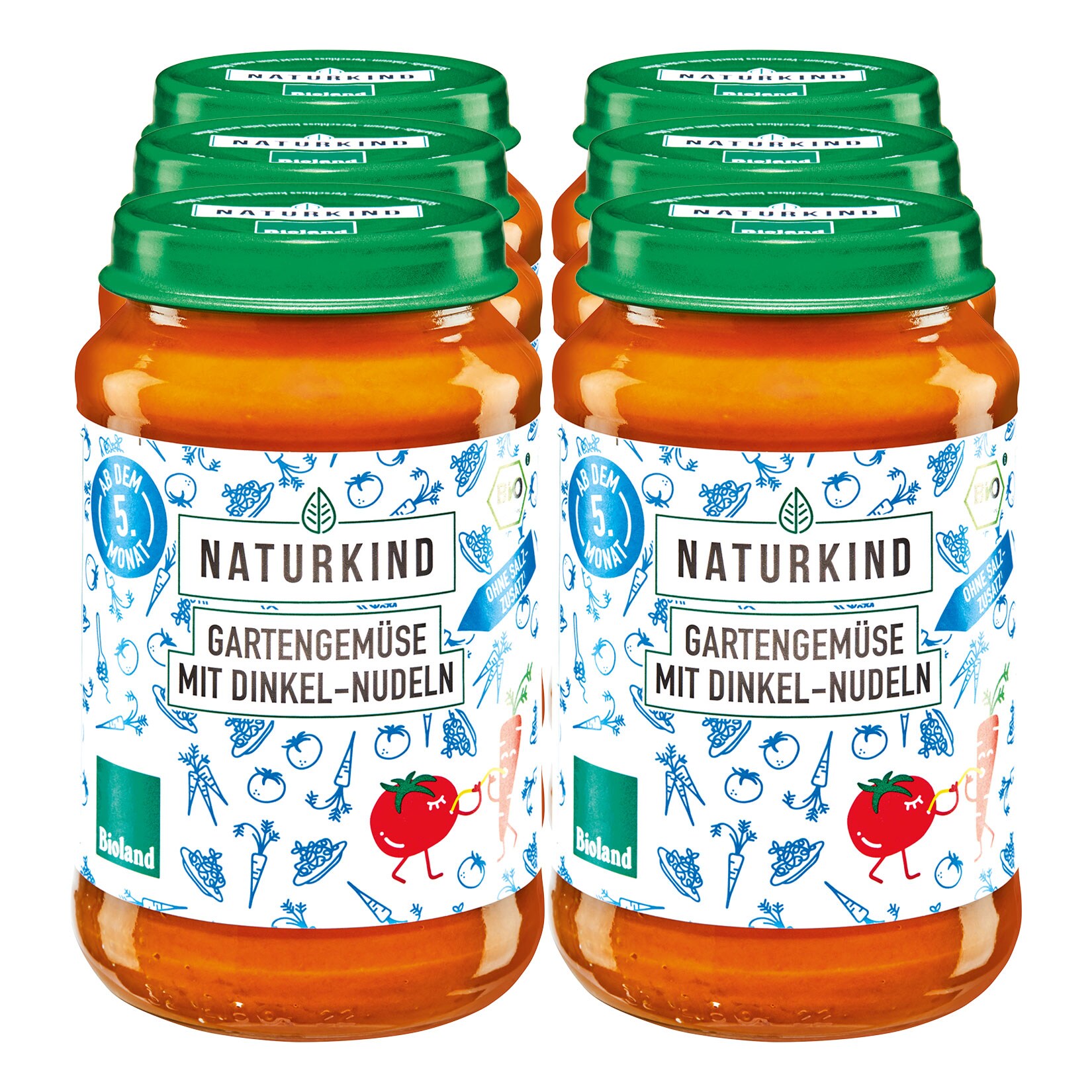 Naturkind Bio Gartengem&uuml;se mit Nudeln 190 g, 6er Pack - Bild 1