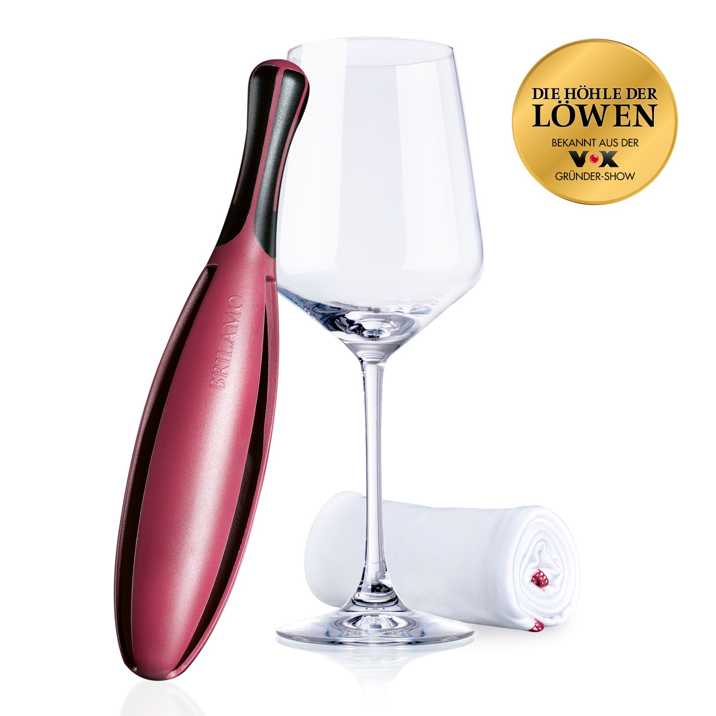 Brilamo Weinglaspolierer 26cm weinrot inkl. Poliertuch