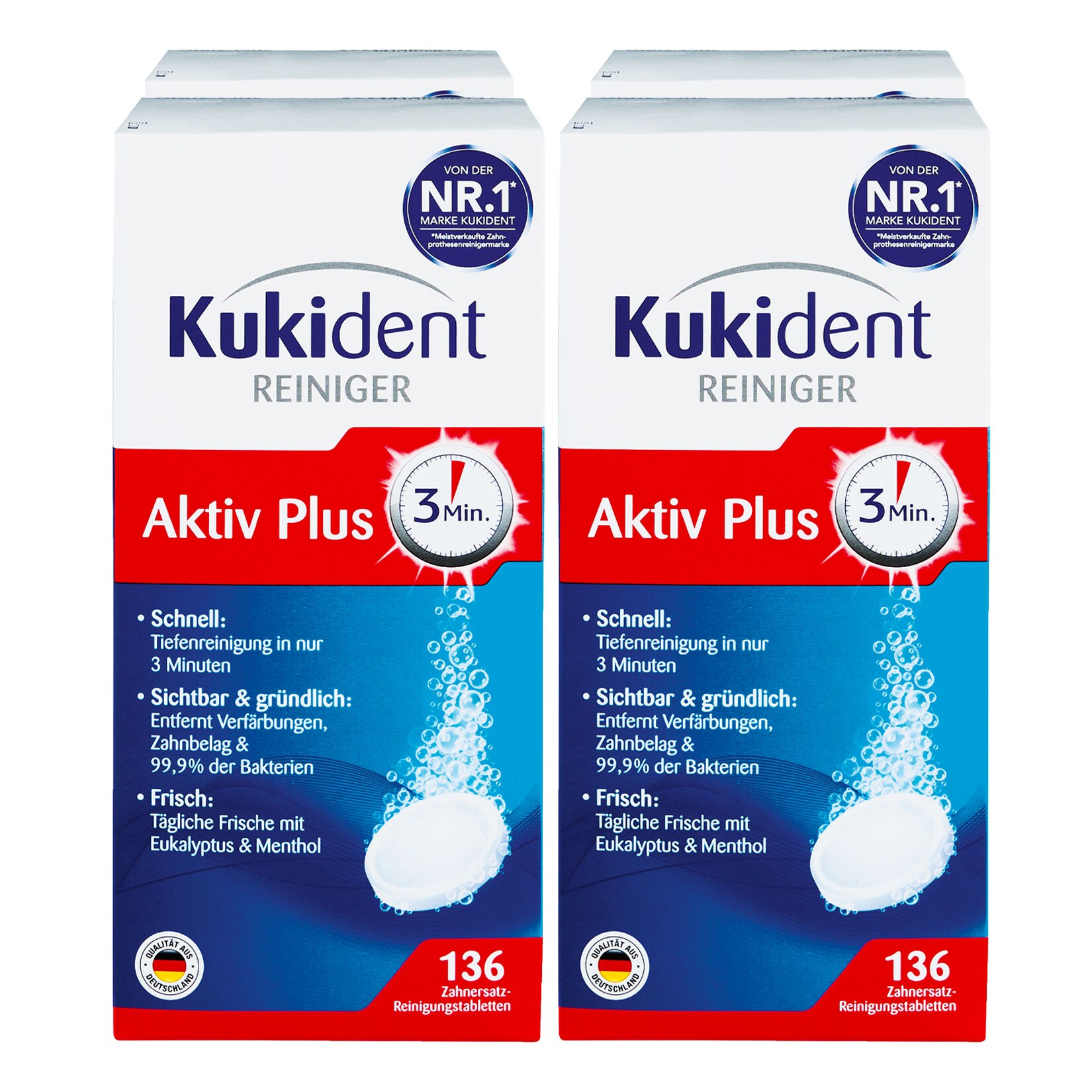 Kukident Aktiv Plus 136 St&uuml;ck, 4er Pack - Bild 1