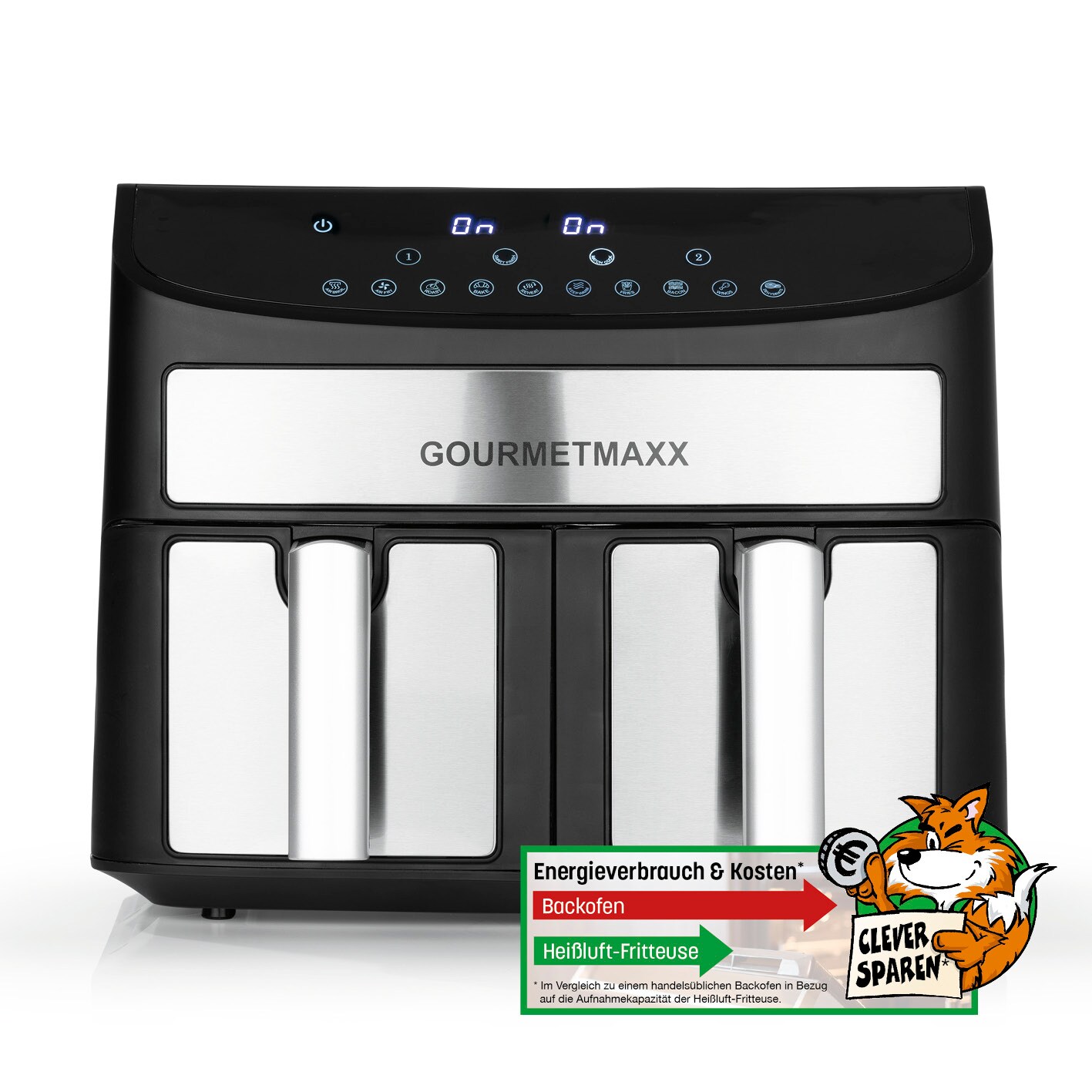 GOURMETmaxx Heißluft-Fritteuse Zweikammer 7l