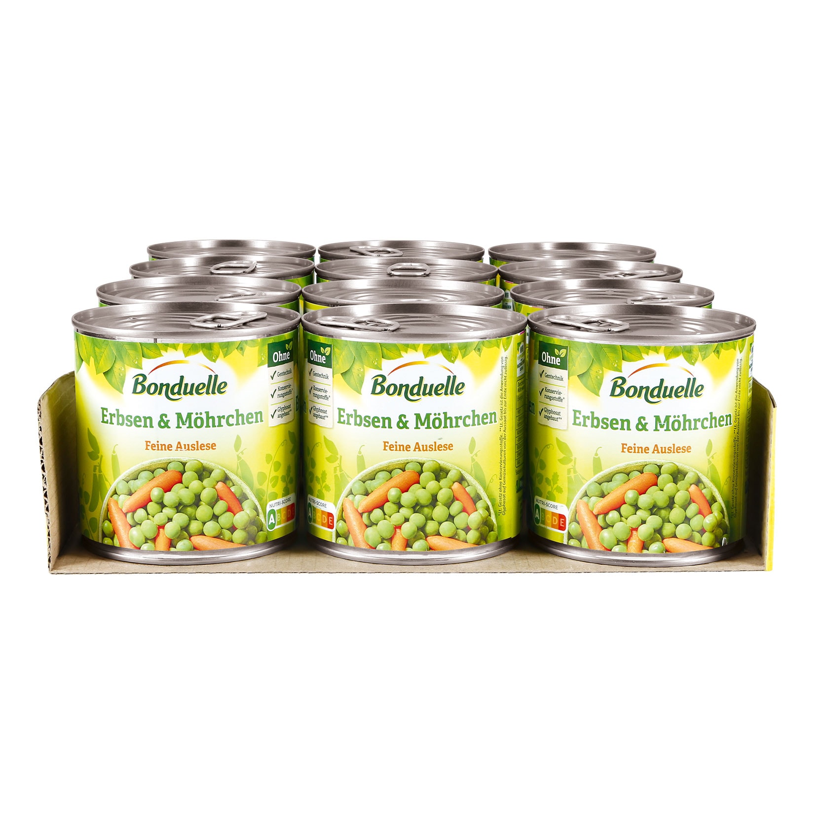 Bonduelle feine Auslese Erbsen mit M&ouml;hrchen 265 g Abtropfgewicht, 12er Pack - Bild 1