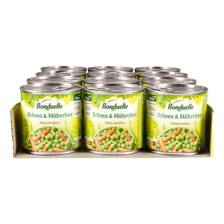 Bonduelle feine Auslese Erbsen mit Möhrchen 265 g Abtropfgewicht, 12er Pack