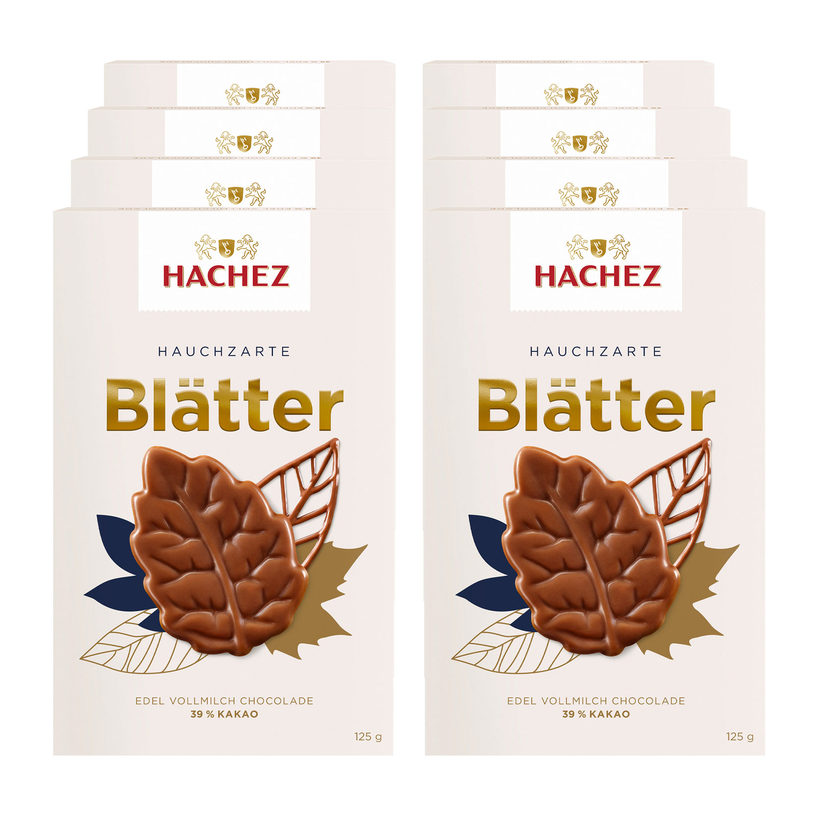 Hachez Hauchzarte Bl&auml;tter Edel Vollmilch 125 g, 8er Pack - Bild 1