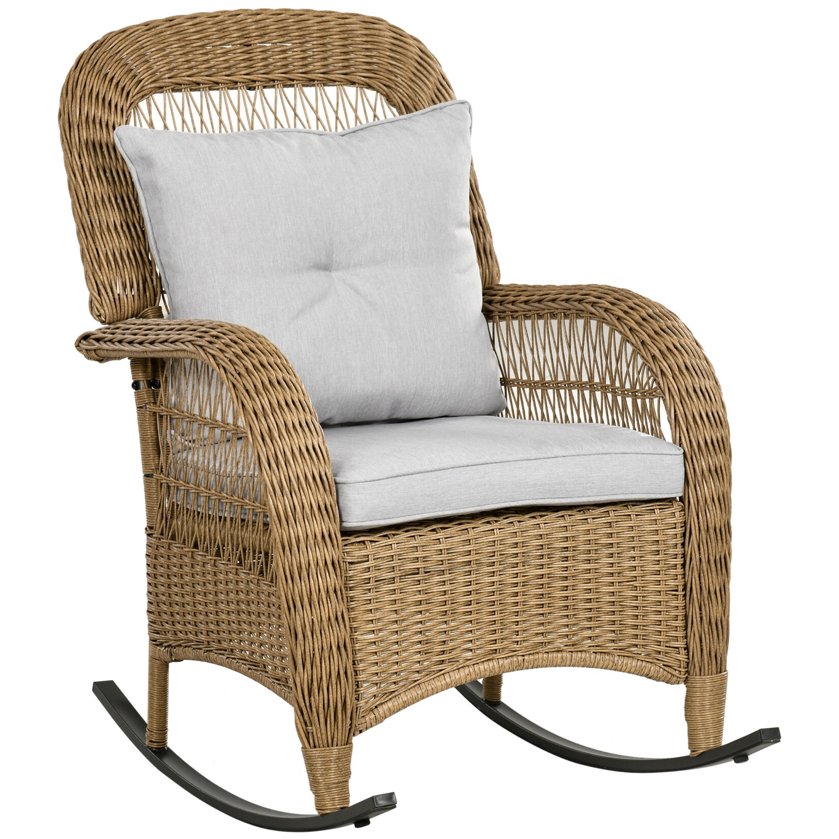 Outsunny Rattan Schaukelstuhl Stahl, PE-Rattan, Polyester | 04255633515742
