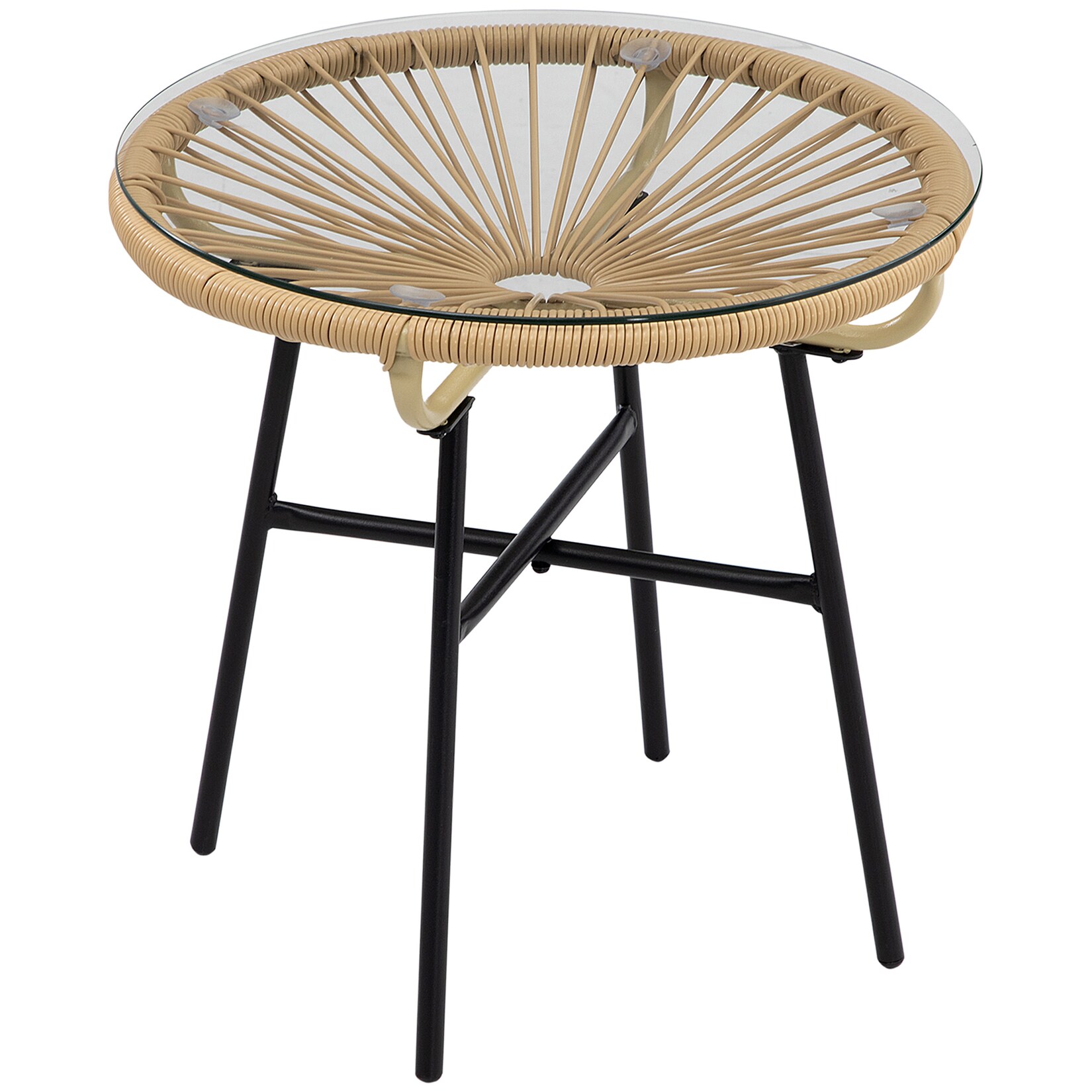 Rattan Beistelltisch Metall, PE Rattan