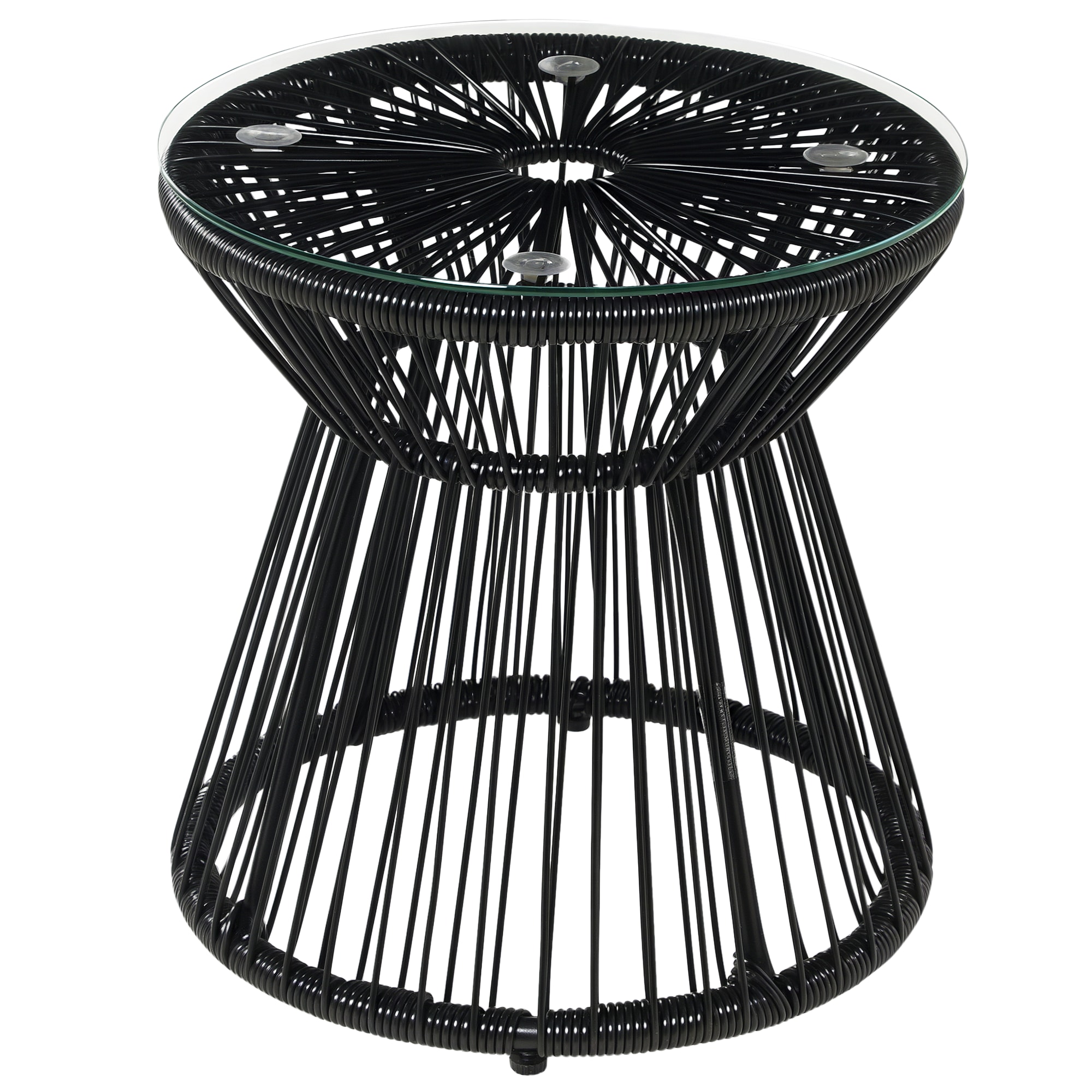 Outsunny Ratten Beistelltisch Eisen, PE-Rattan, Glas - Bild 1