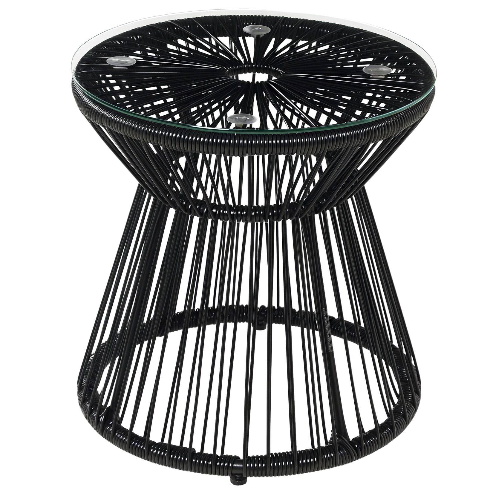 Outsunny Ratten Beistelltisch Eisen, PE-Rattan, Glas | 04255633515032